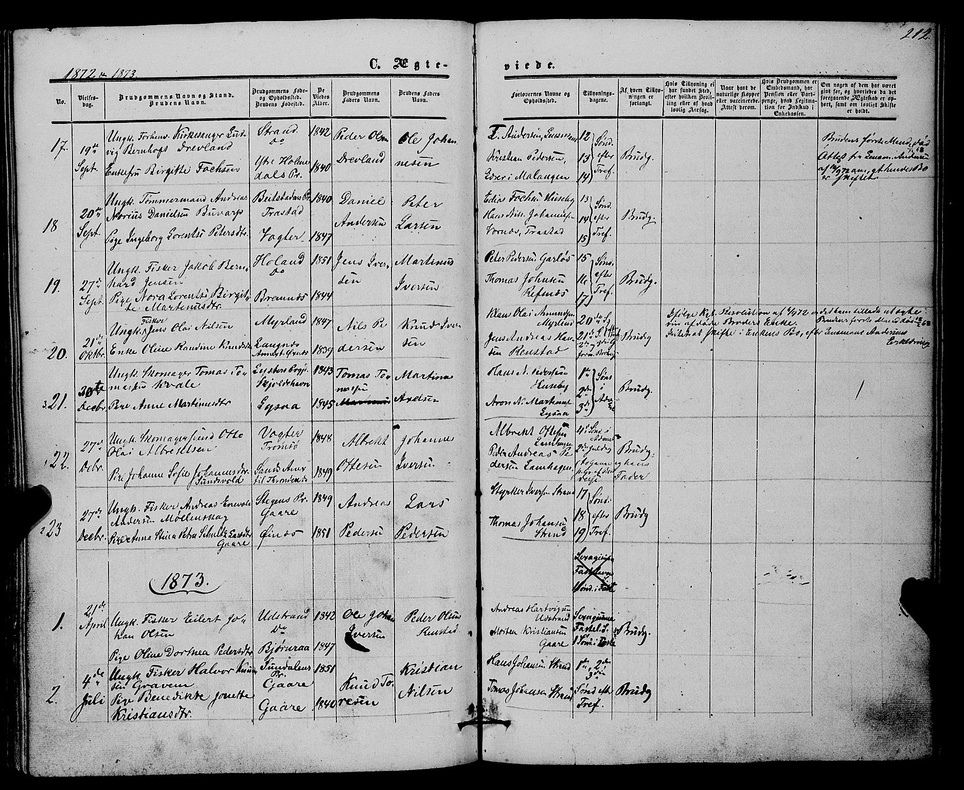 Kvæfjord sokneprestkontor, SATØ/S-1323/G/Ga/Gaa/L0004kirke: Parish register (official) no. 4, 1857-1877, p. 212