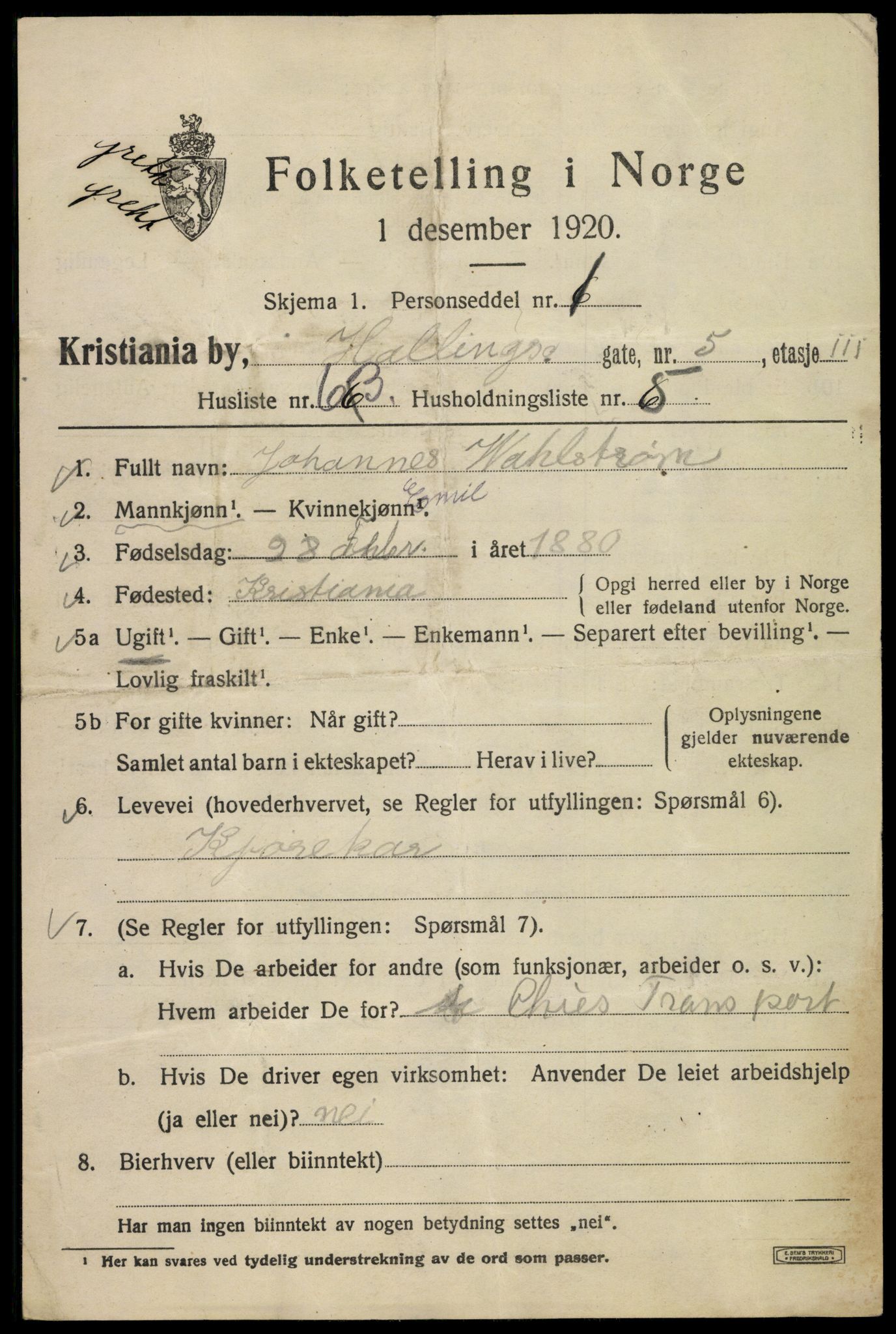 SAO, 1920 census for Kristiania, 1920, p. 267643