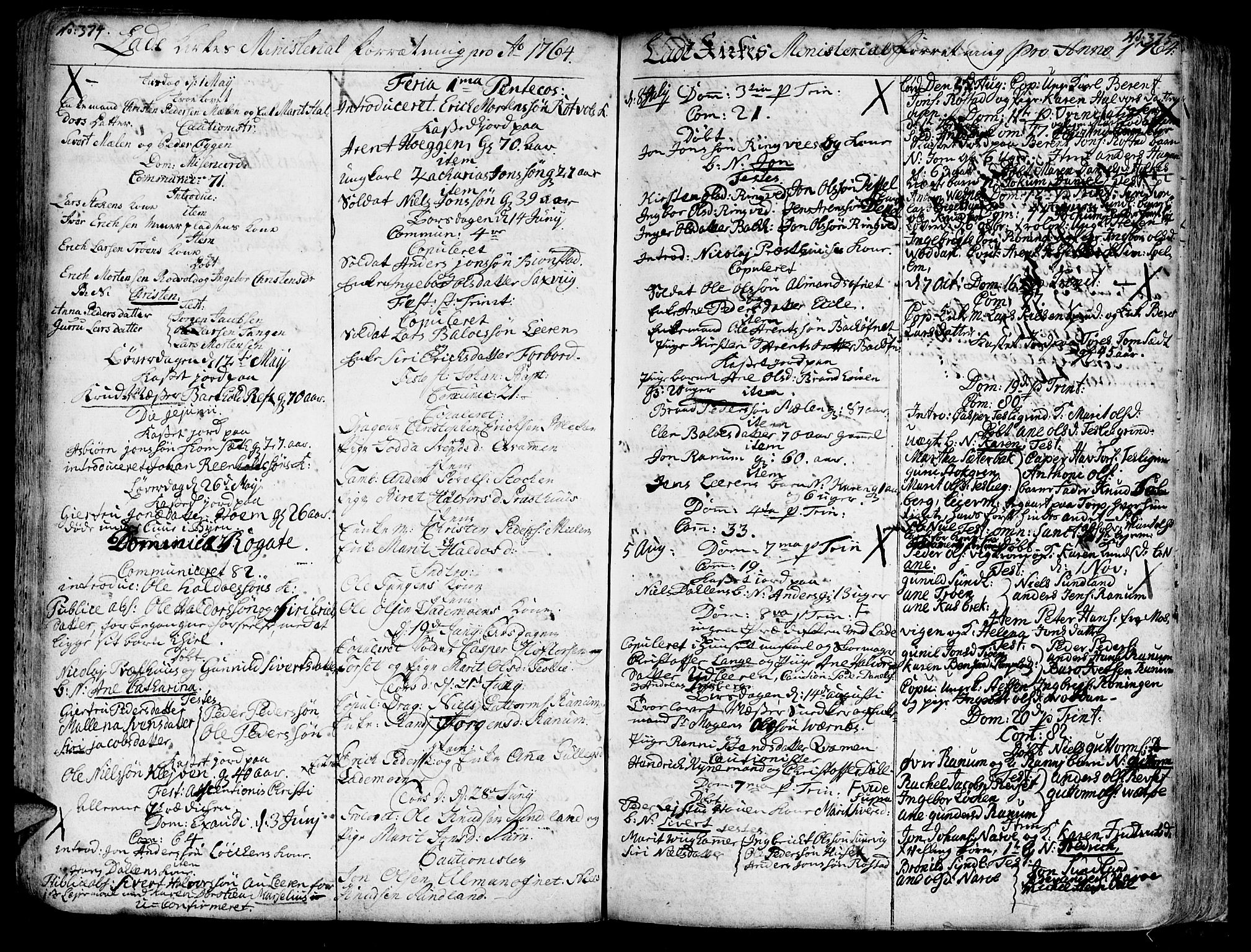 Ministerialprotokoller, klokkerbøker og fødselsregistre - Sør-Trøndelag, SAT/A-1456/606/L0275: Parish register (official) no. 606A01 /1, 1727-1780, p. 374-375