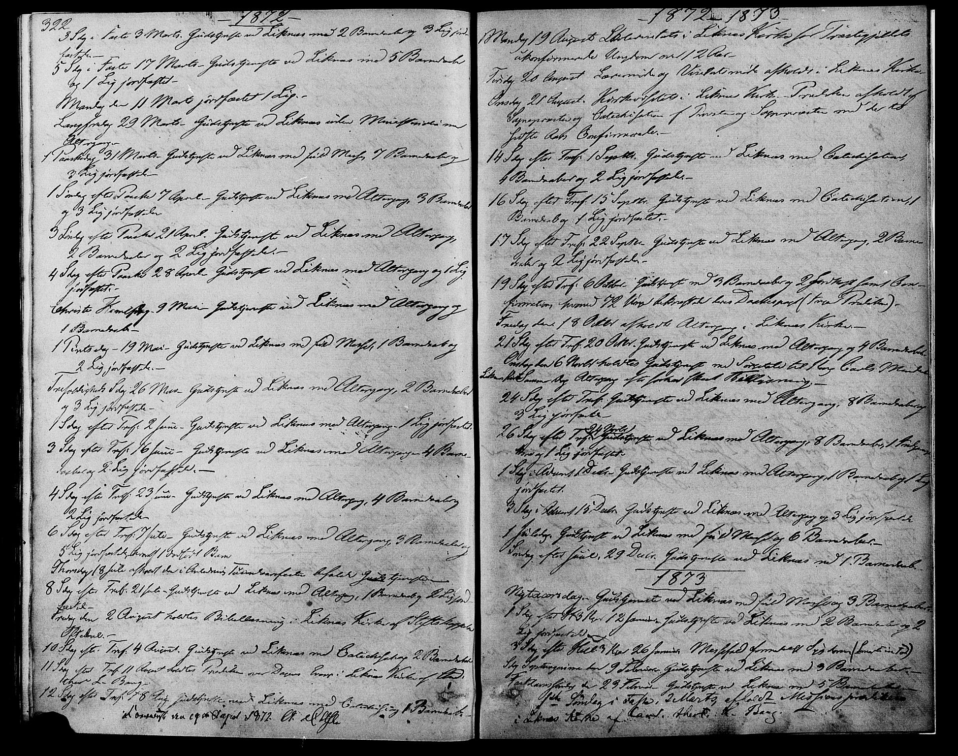 Kvinesdal sokneprestkontor, SAK/1111-0026/F/Fa/Fab/L0007: Parish register (official) no. A 7, 1870-1885, p. 322