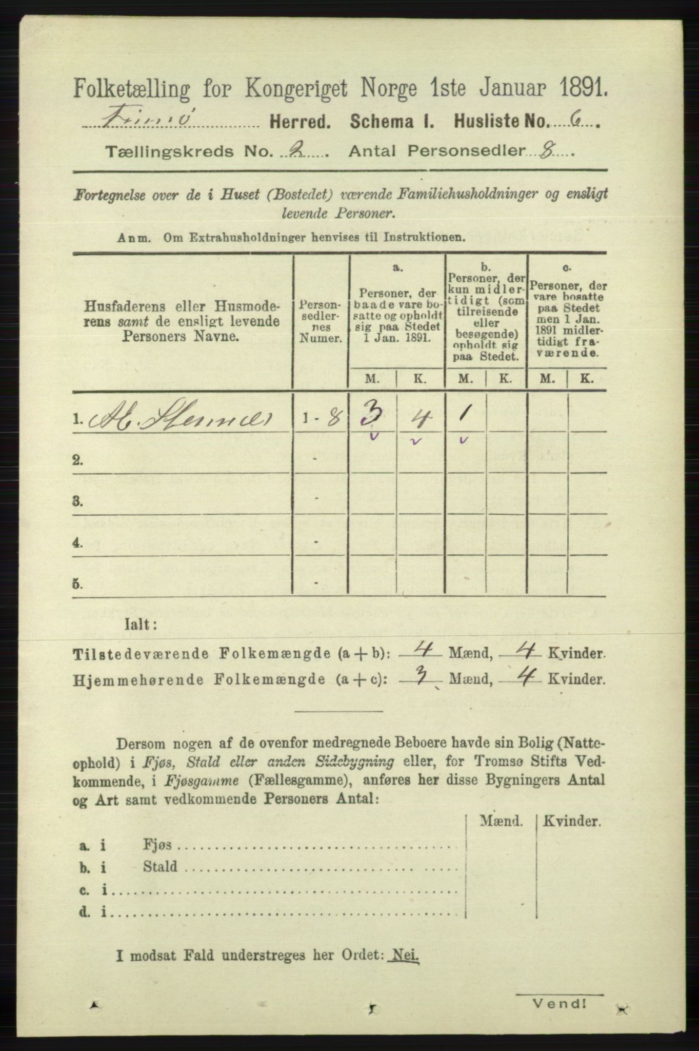 RA, 1891 census for 1141 Finnøy, 1891, p. 192