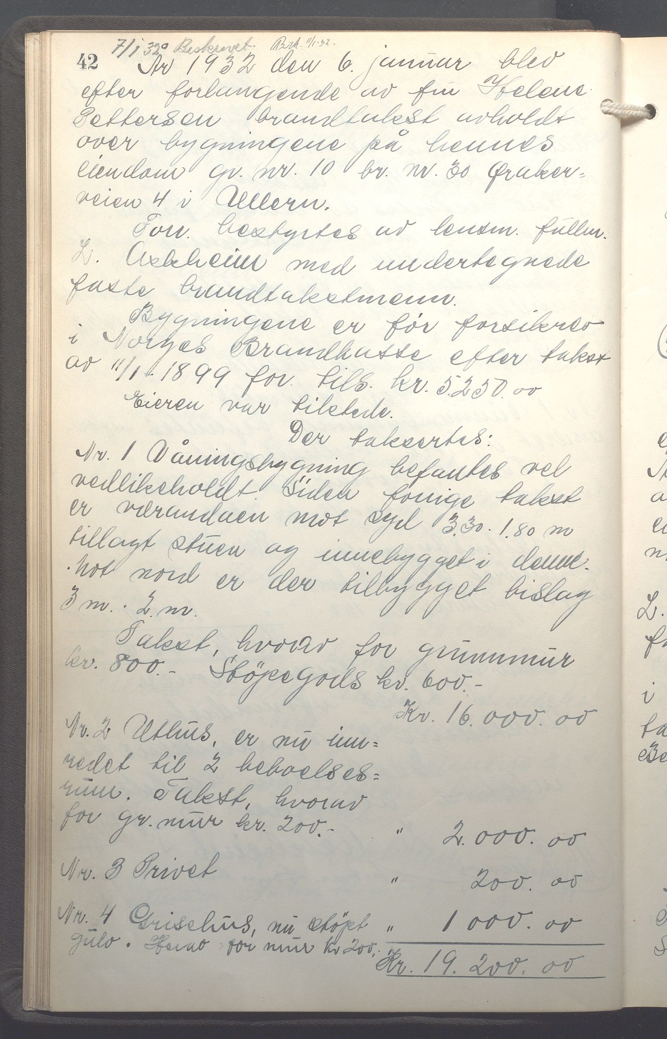Lensmennene i Aker, OBA/A-10133/F/Fb/L0004: Branntakstprotokoll, 1931-1937, p. 42