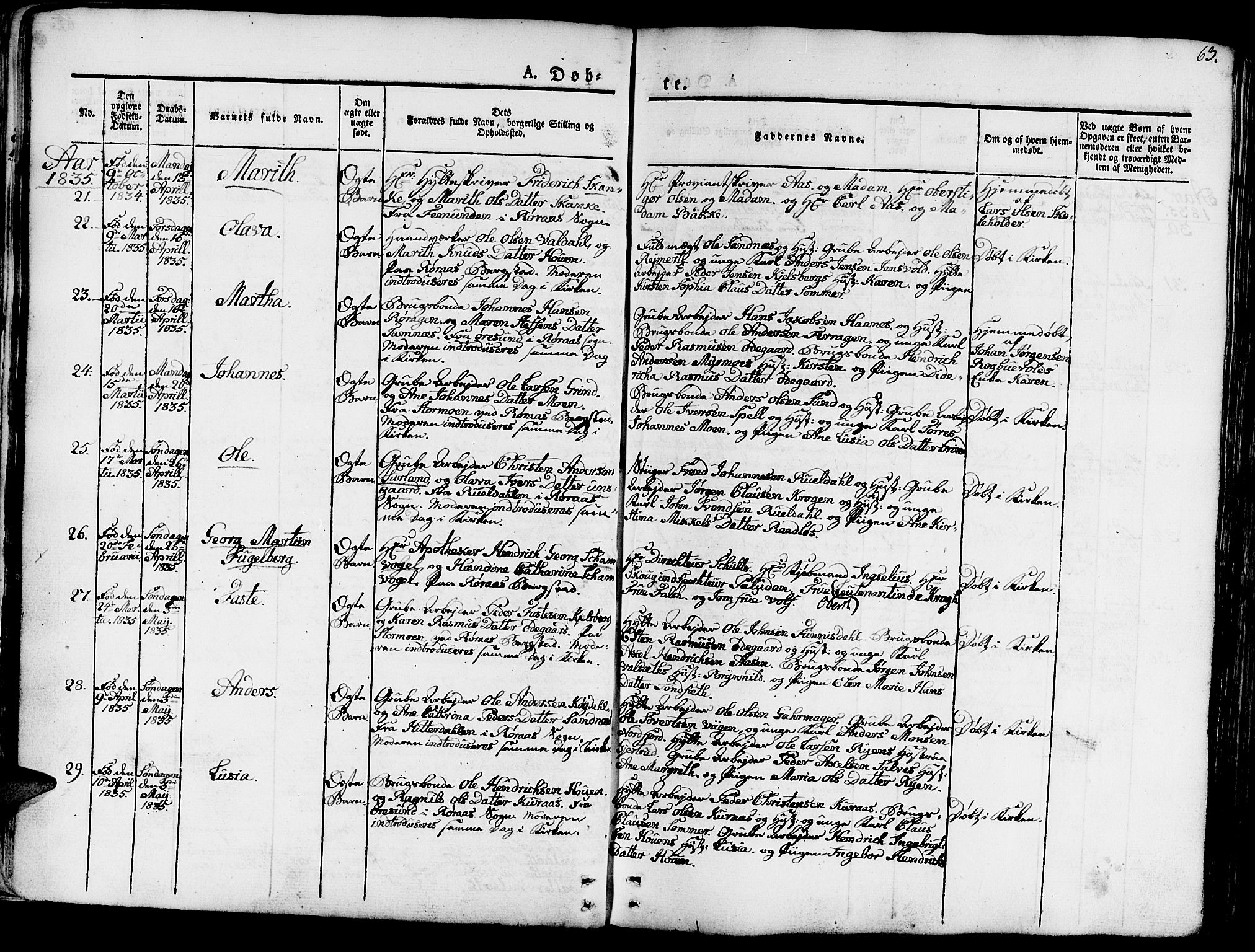 Ministerialprotokoller, klokkerbøker og fødselsregistre - Sør-Trøndelag, AV/SAT-A-1456/681/L0938: Parish register (copy) no. 681C02, 1829-1879, p. 63