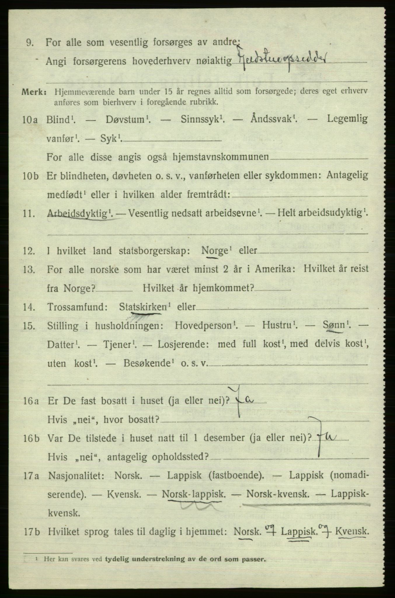 SATØ, 1920 census for Alta, 1920, p. 6582