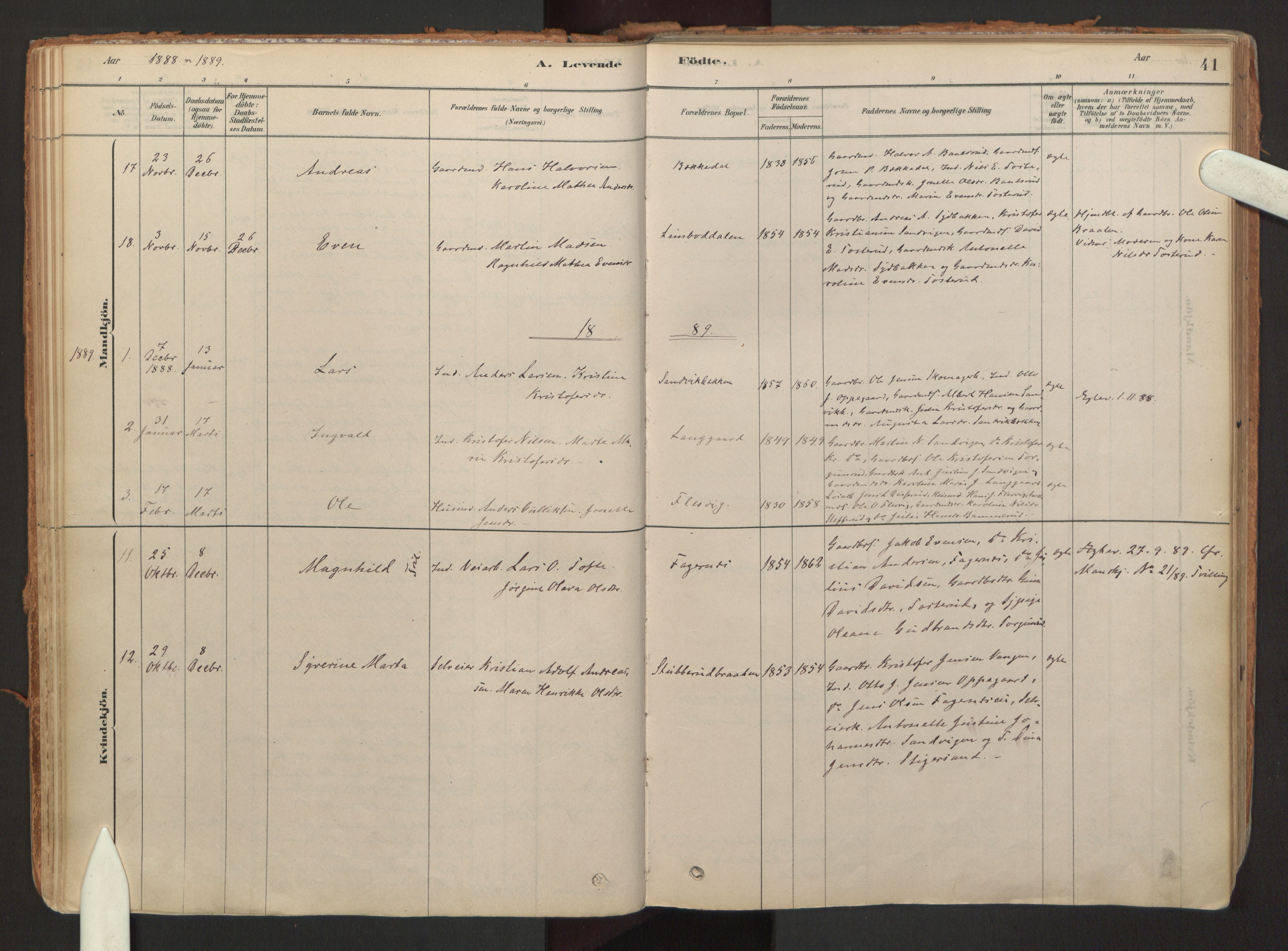 Hurdal prestekontor Kirkebøker, SAO/A-10889/F/Fb/L0003: Parish register (official) no. II 3, 1878-1920, p. 41