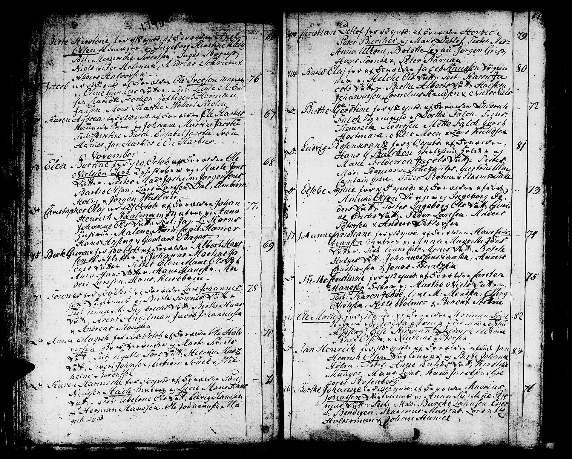 Domkirken sokneprestembete, AV/SAB-A-74801/H/Haa/L0004: Parish register (official) no. A 4, 1763-1820, p. 16-17