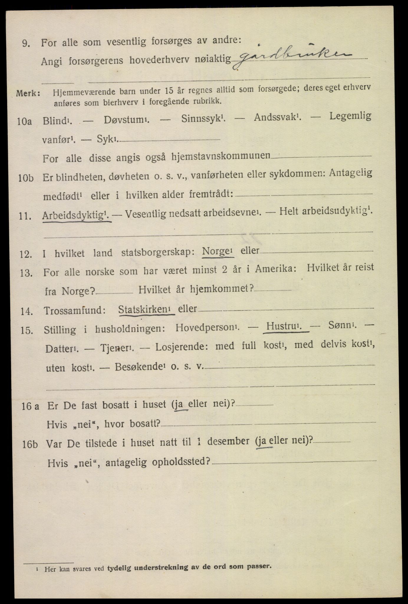 SAK, 1920 census for Fjære, 1920, p. 12012