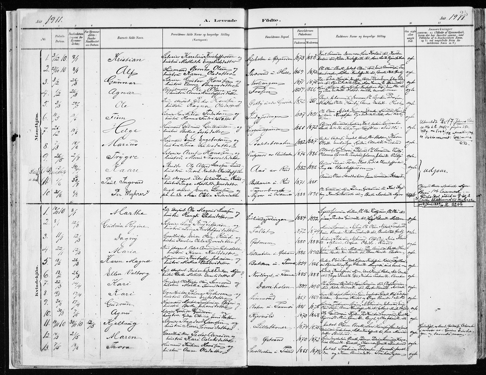 Nord-Odal prestekontor, SAH/PREST-032/H/Ha/Haa/L0009: Parish register (official) no. 9, 1902-1926, p. 25