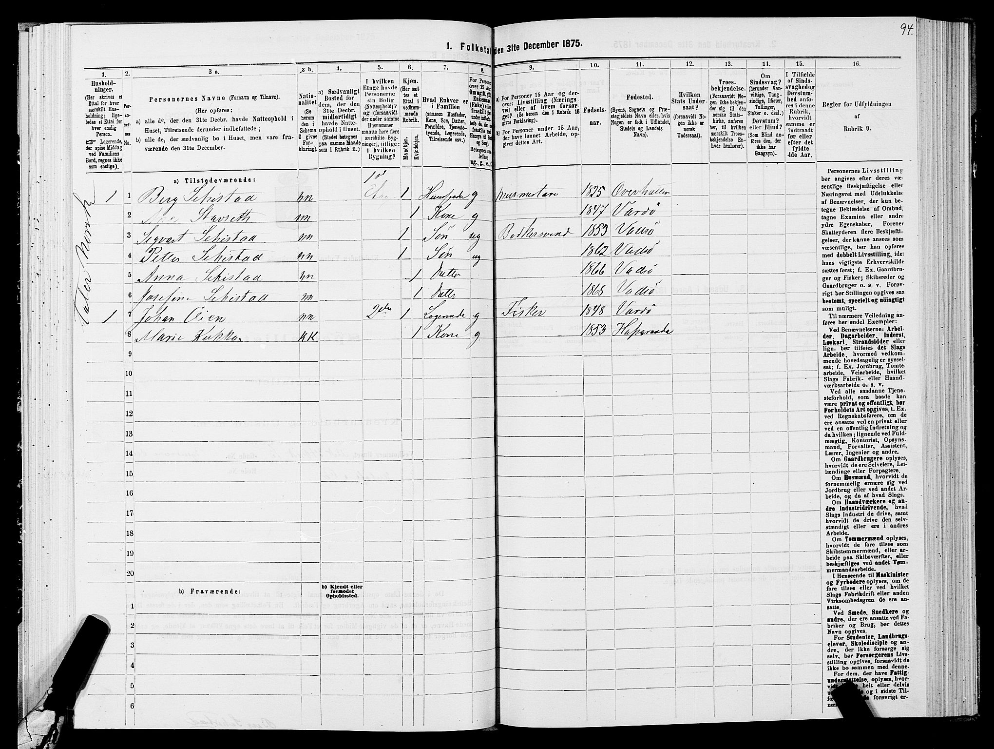 SATØ, 1875 census for 2003B Vadsø/Vadsø, 1875, p. 1094