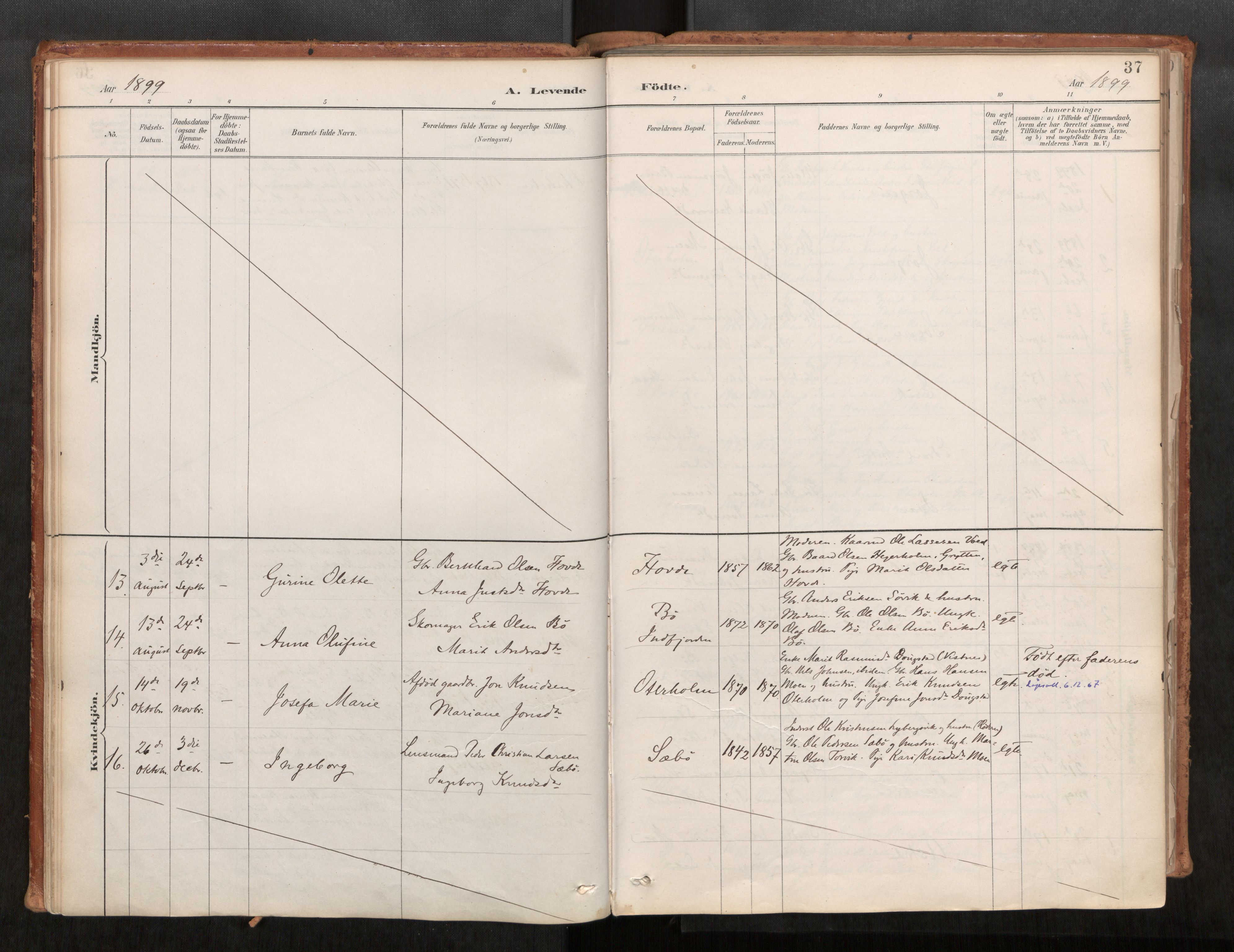 Ministerialprotokoller, klokkerbøker og fødselsregistre - Møre og Romsdal, SAT/A-1454/543/L0568: Parish register (official) no. 543A03, 1885-1915, p. 37