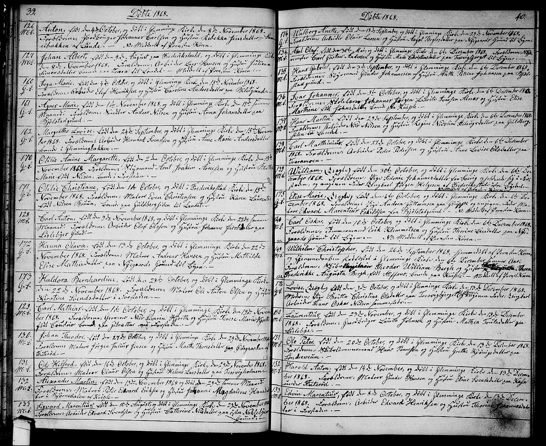 Glemmen prestekontor Kirkebøker, SAO/A-10908/G/Ga/L0004: Parish register (copy) no. 4, 1867-1875, p. 39-40