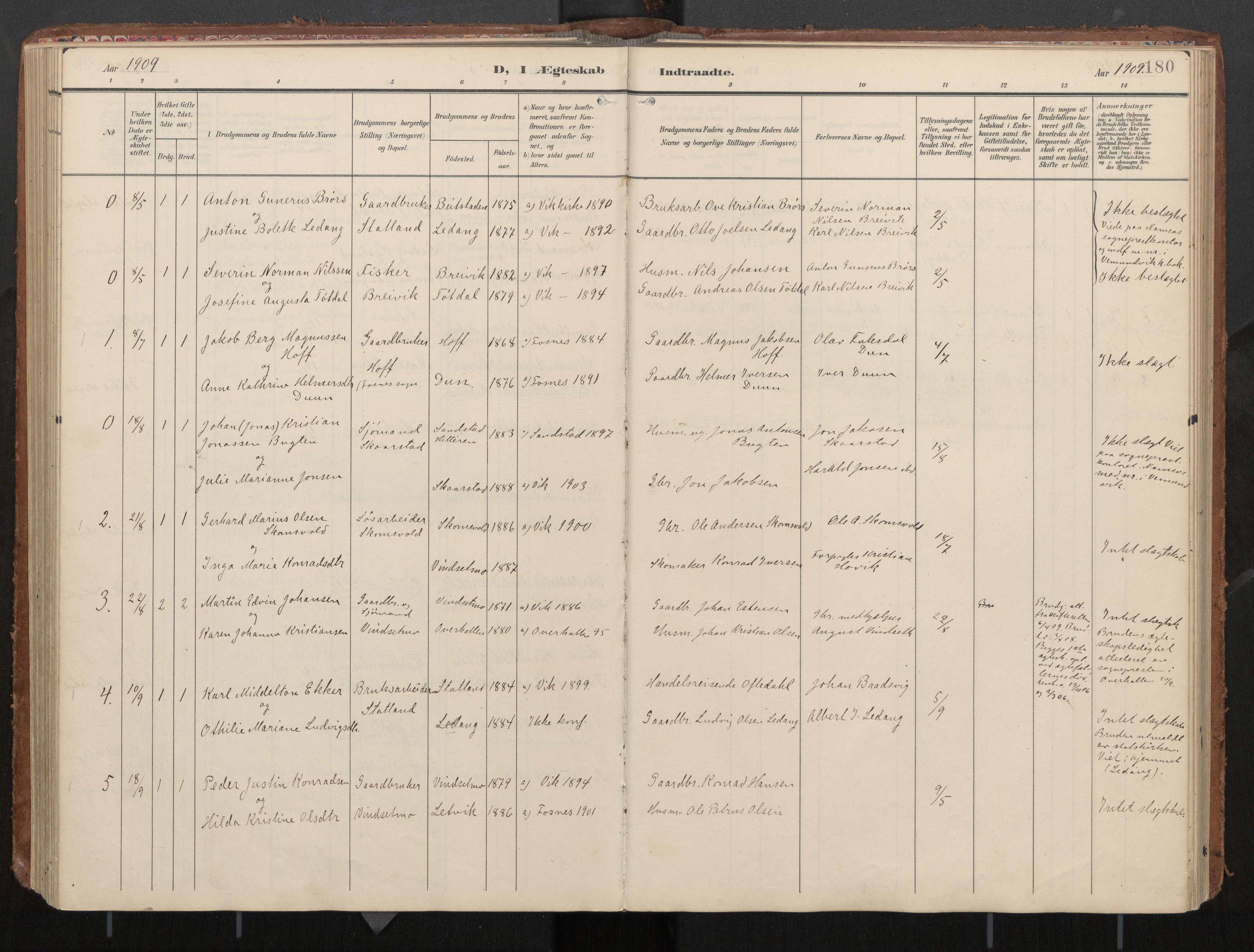 Ministerialprotokoller, klokkerbøker og fødselsregistre - Nord-Trøndelag, AV/SAT-A-1458/774/L0629: Parish register (official), 1904-1926, p. 180