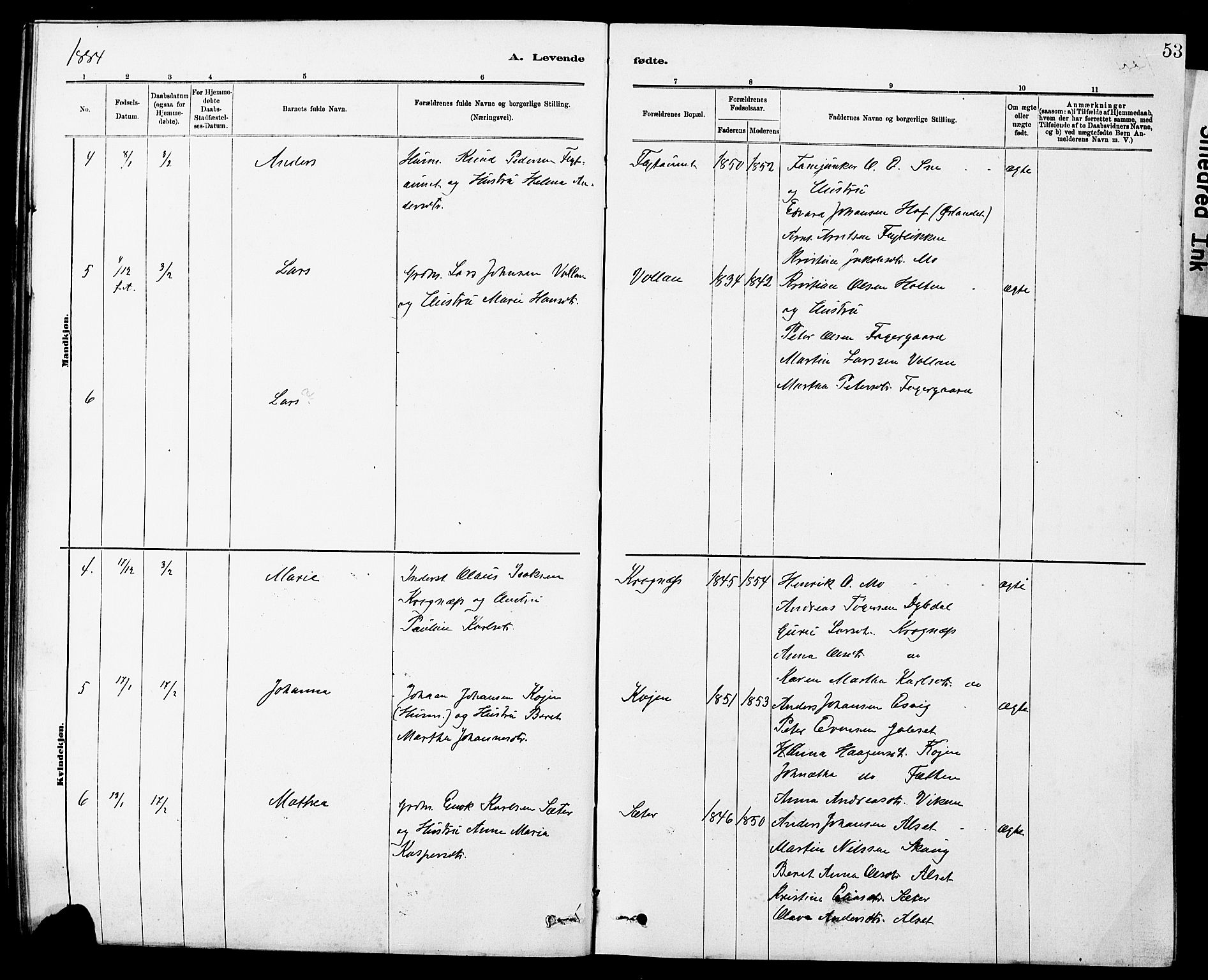 Ministerialprotokoller, klokkerbøker og fødselsregistre - Sør-Trøndelag, SAT/A-1456/647/L0636: Parish register (copy) no. 647C01, 1881-1884, p. 53