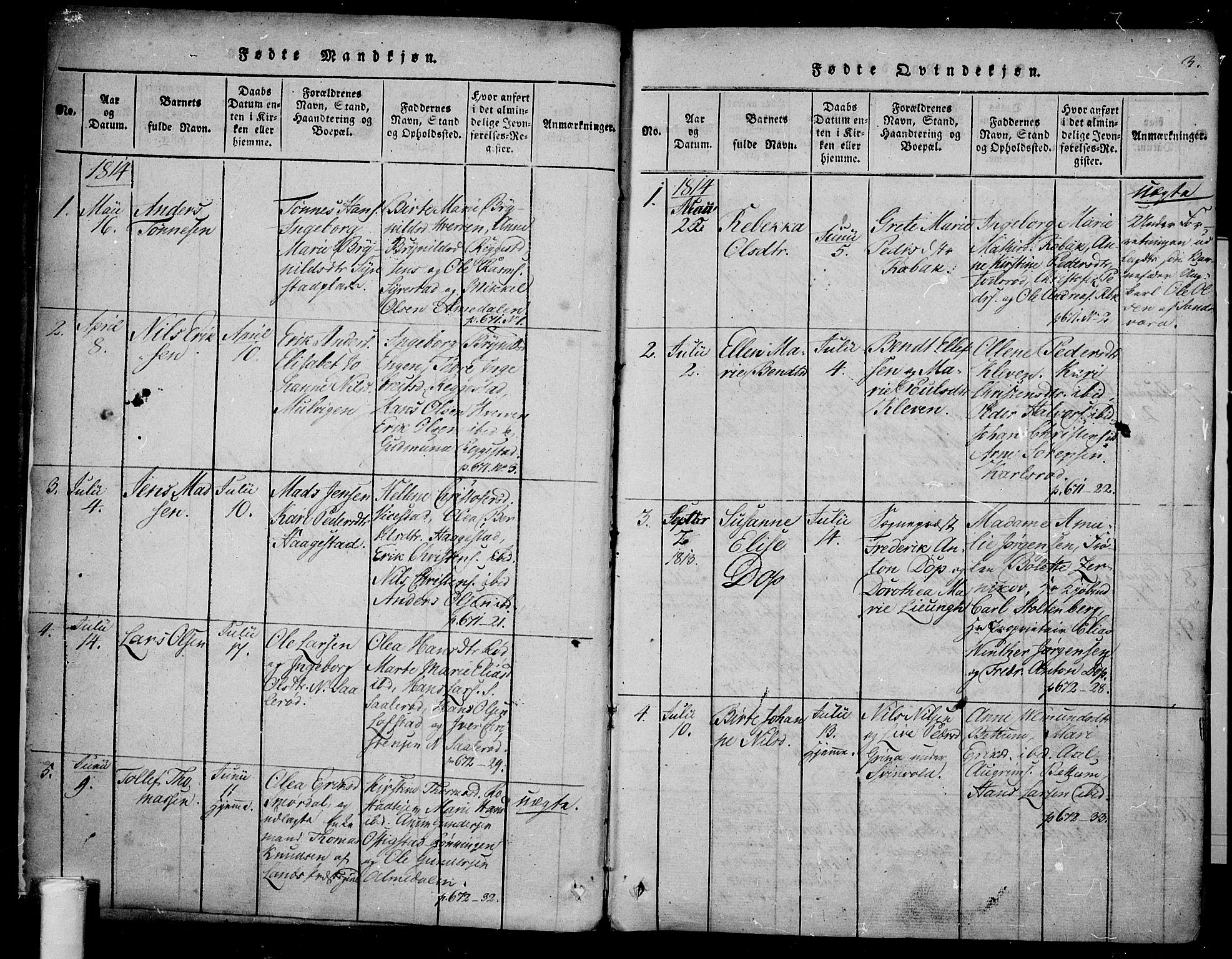 Våle kirkebøker, AV/SAKO-A-334/F/Fa/L0007: Parish register (official) no. I 7, 1814-1824, p. 2-3