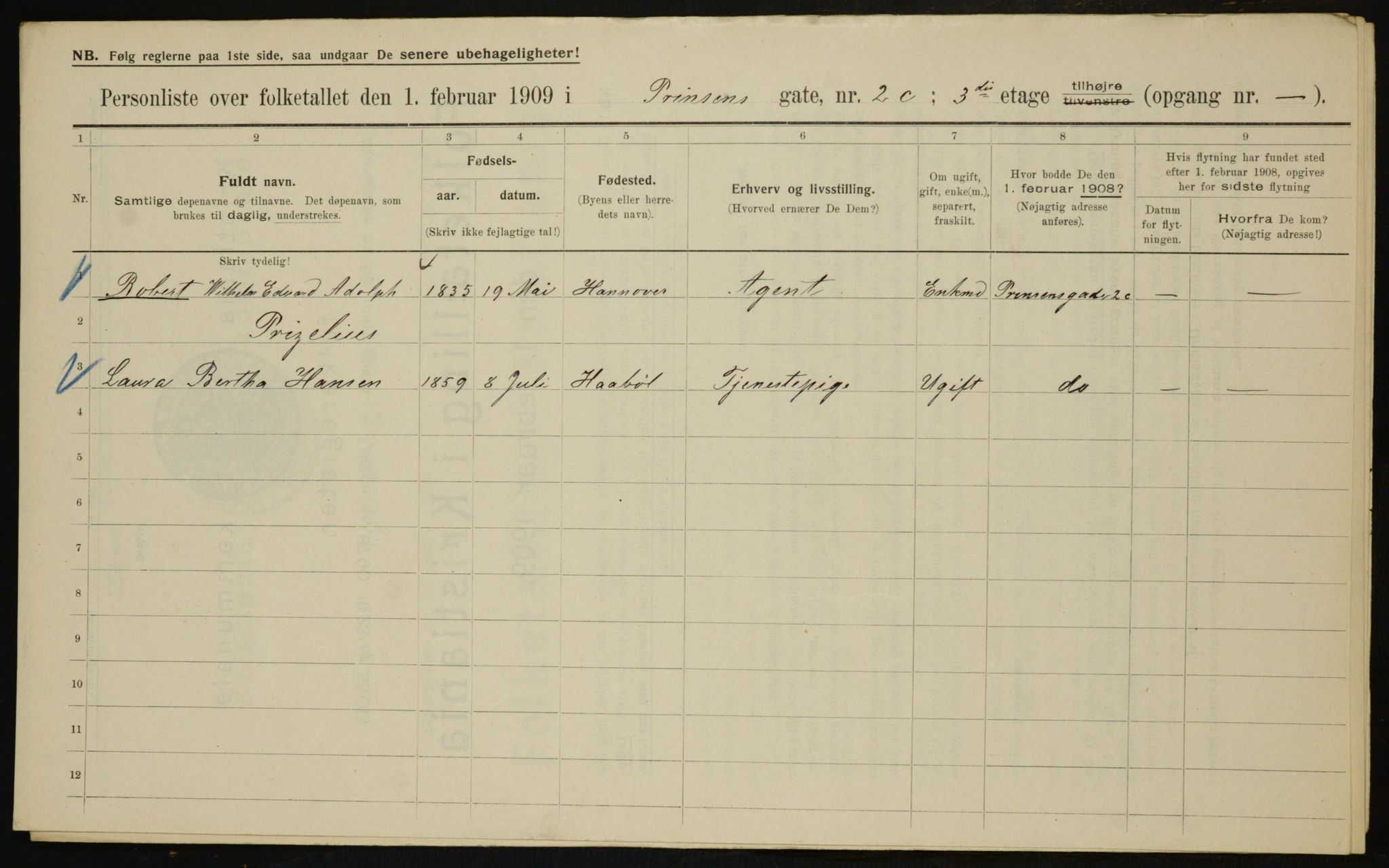 OBA, Municipal Census 1909 for Kristiania, 1909, p. 73508