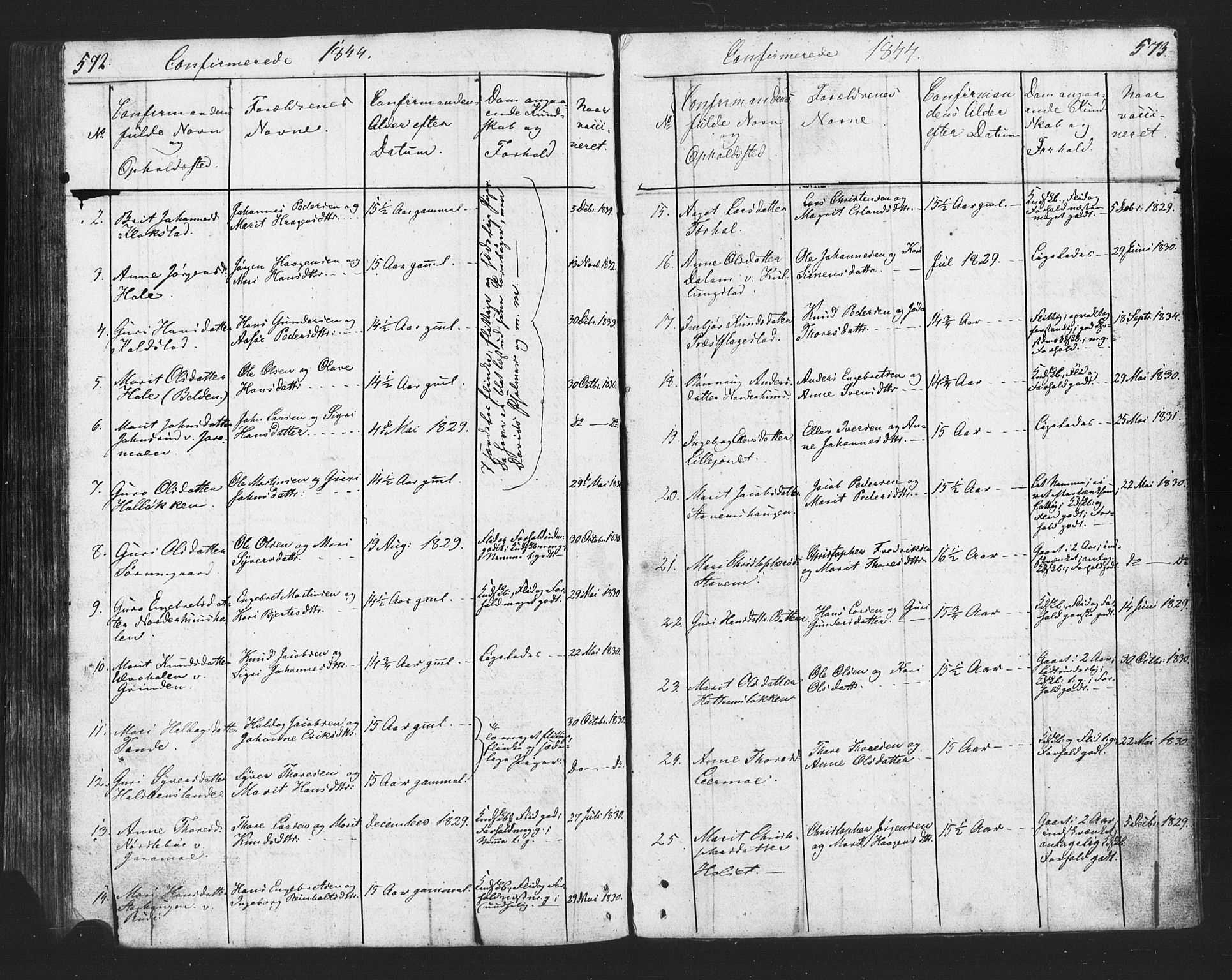 Lesja prestekontor, AV/SAH-PREST-068/H/Ha/Hab/L0002: Parish register (copy) no. 2, 1832-1850, p. 572-573