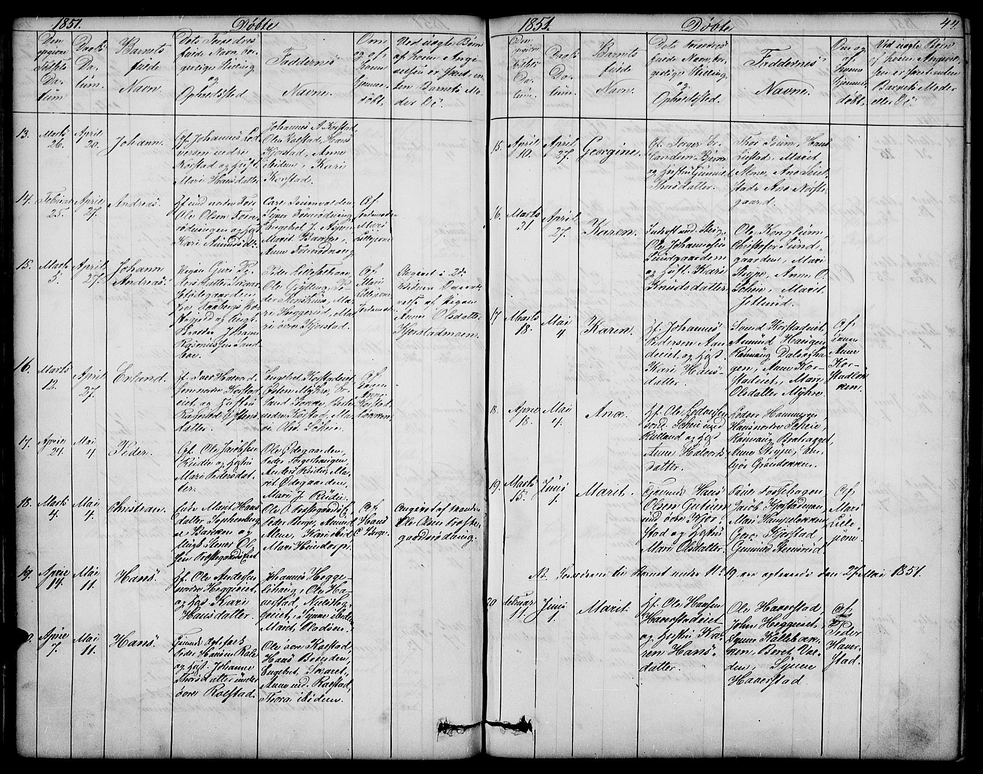 Sør-Fron prestekontor, AV/SAH-PREST-010/H/Ha/Hab/L0001: Parish register (copy) no. 1, 1844-1863, p. 44