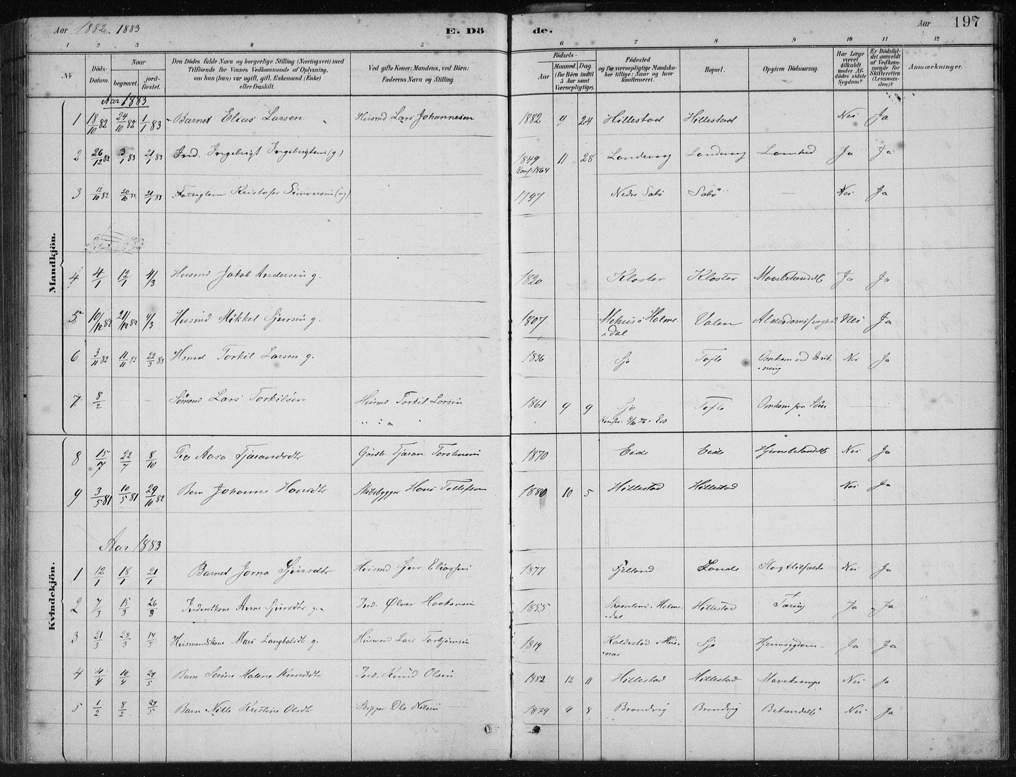 Fjelberg sokneprestembete, SAB/A-75201/H/Haa: Parish register (official) no. C  1, 1879-1918, p. 197