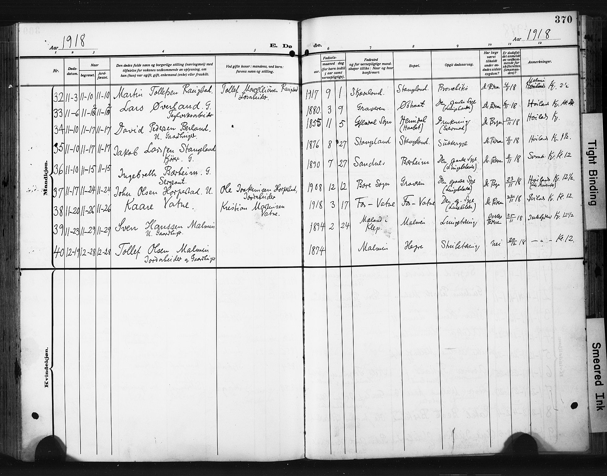 Høyland sokneprestkontor, AV/SAST-A-101799/001/30BA/L0017: Parish register (official) no. A 15, 1912-1924, p. 370