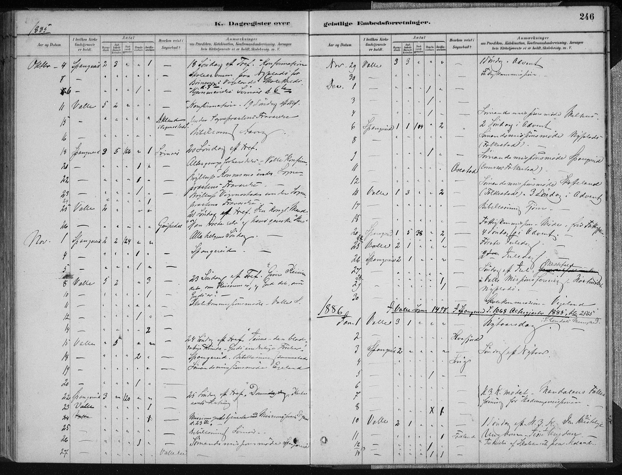 Sør-Audnedal sokneprestkontor, AV/SAK-1111-0039/F/Fa/Fab/L0009: Parish register (official) no. A 9, 1880-1895, p. 246