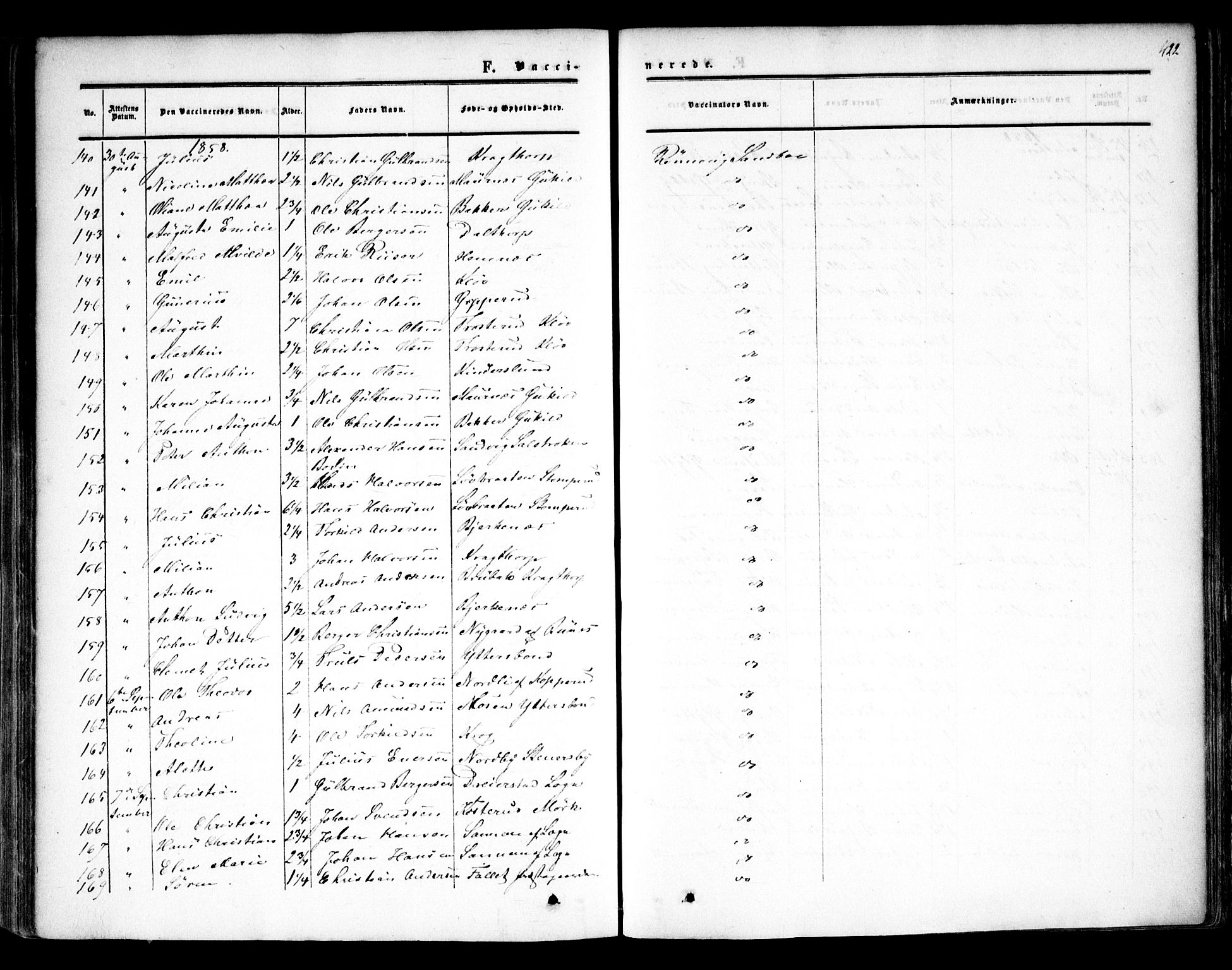 Høland prestekontor Kirkebøker, AV/SAO-A-10346a/F/Fa/L0010: Parish register (official) no. I 10, 1854-1861, p. 422