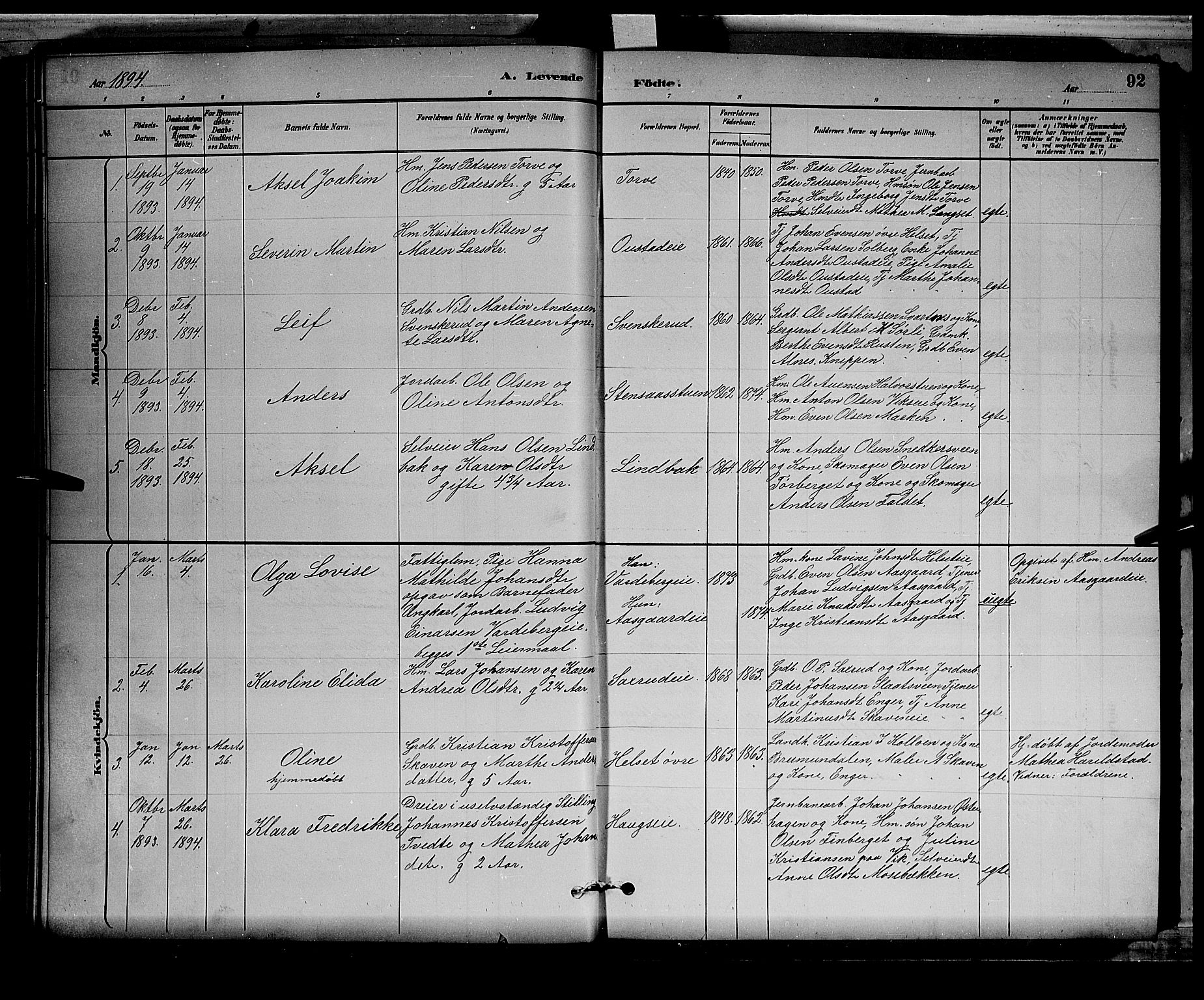 Stange prestekontor, SAH/PREST-002/L/L0008: Parish register (copy) no. 8, 1882-1895, p. 92