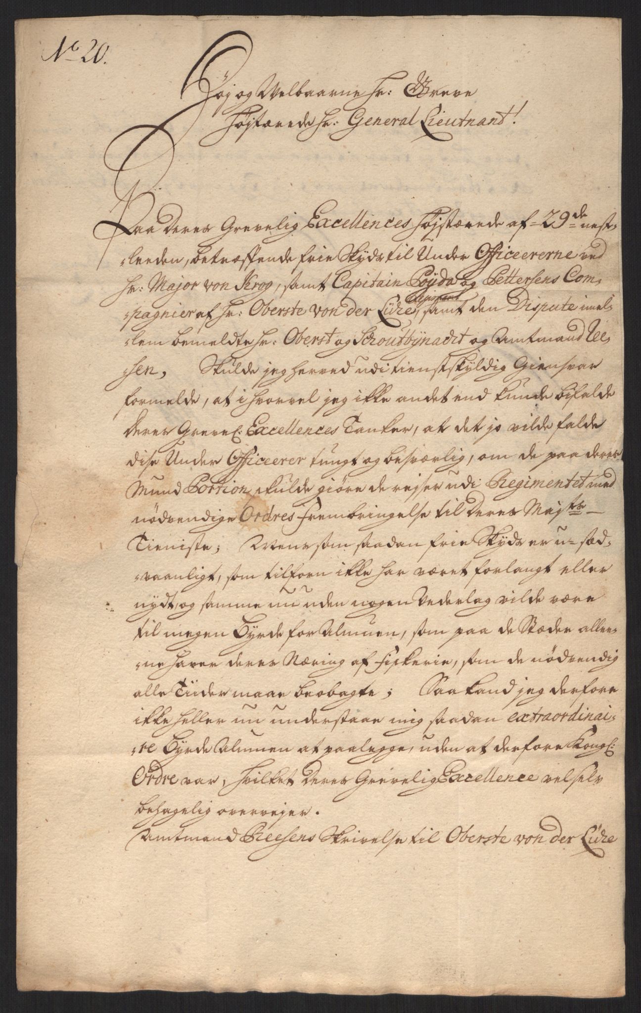 Kommanderende general (KG I) med Det norske krigsdirektorium, AV/RA-EA-5419/D/L0060: Stattholderens, stiftamtmenns og amtmenns brev, 1720-1730, p. 89