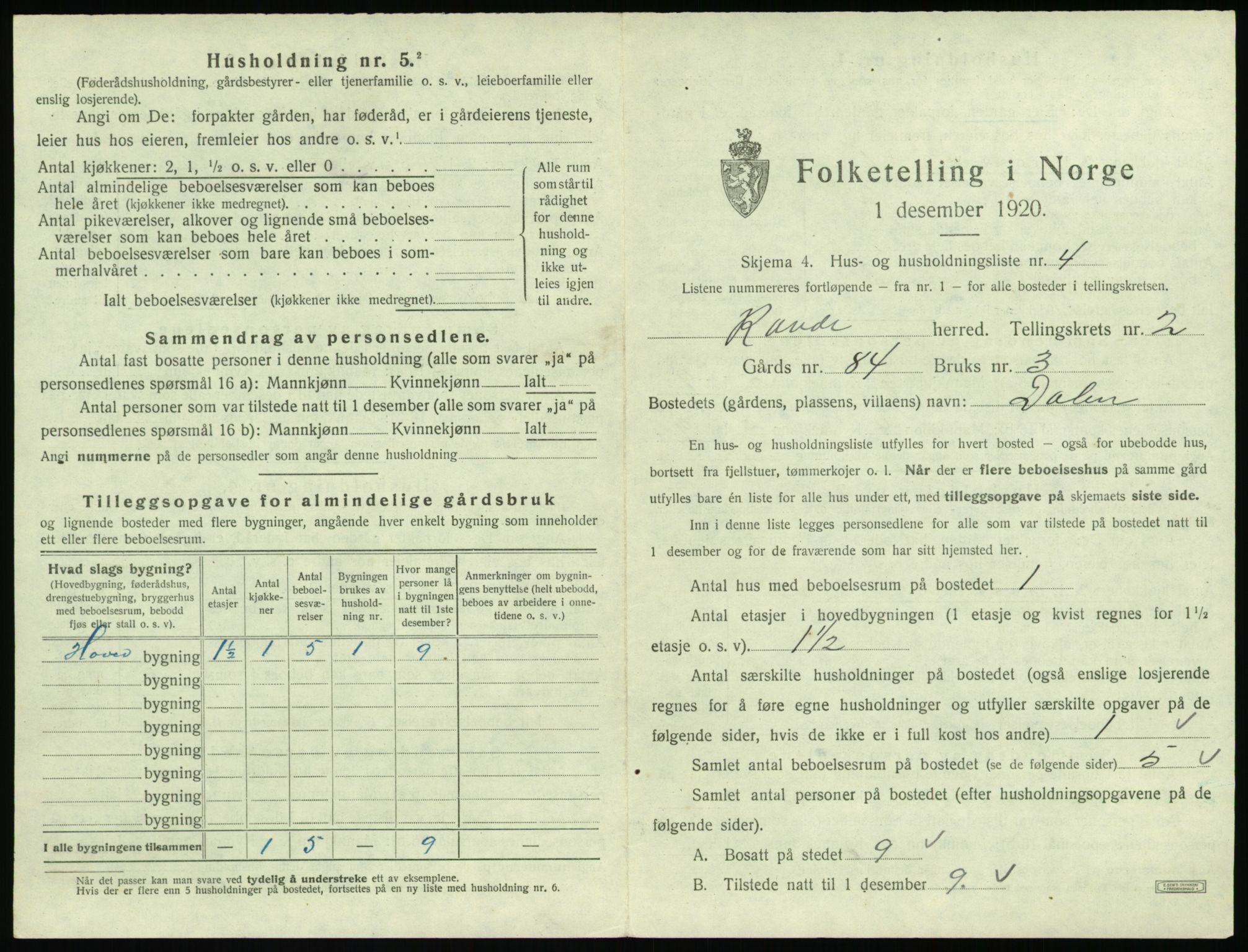 SAT, 1920 census for Rovde, 1920, p. 73