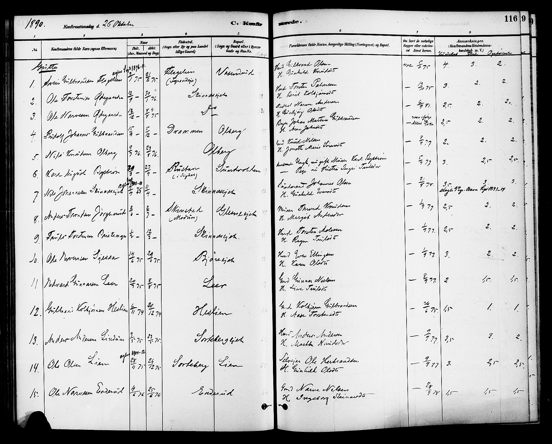 Krødsherad kirkebøker, SAKO/A-19/G/Ga/L0001: Parish register (copy) no. 1, 1879-1893, p. 116