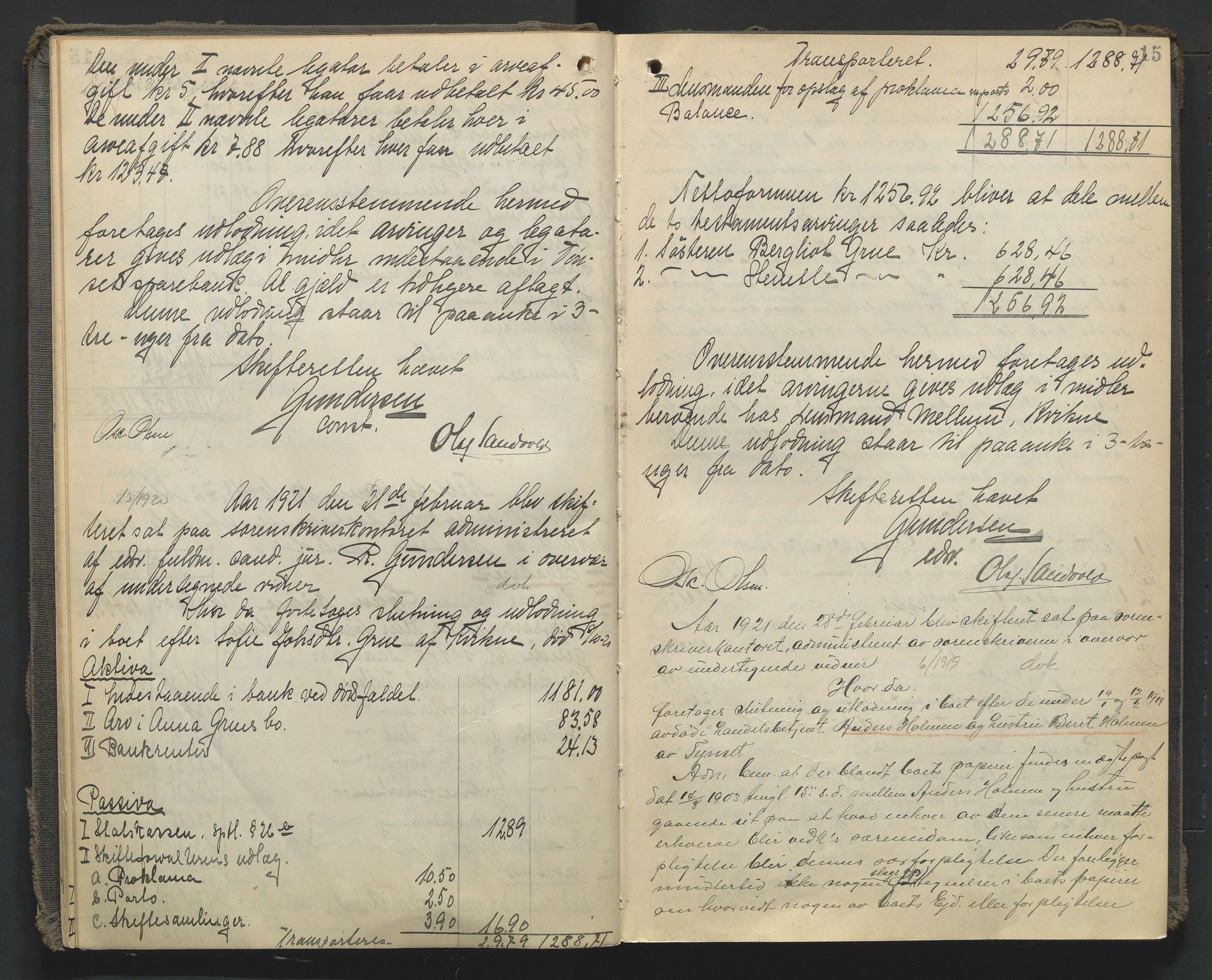 Nord-Østerdal tingrett, AV/SAH-TING-020/J/Jd/L0007: Skifteutlodningsprotokoll, 1920-1929, p. 15