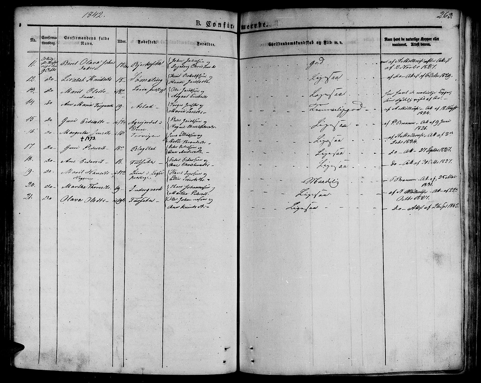 Ministerialprotokoller, klokkerbøker og fødselsregistre - Møre og Romsdal, AV/SAT-A-1454/586/L0983: Parish register (official) no. 586A09, 1829-1843, p. 263