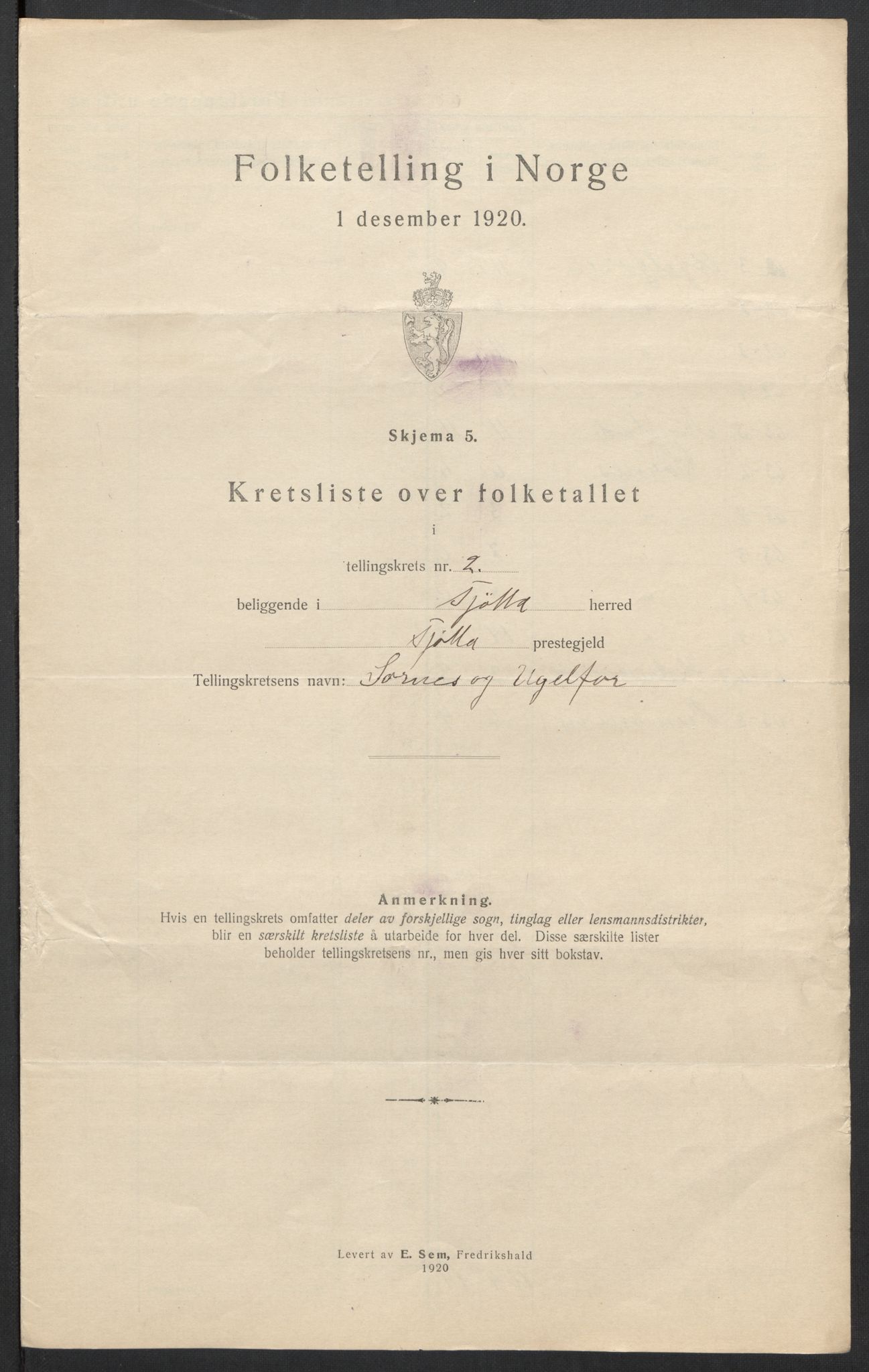 SAT, 1920 census for Tjøtta, 1920, p. 14