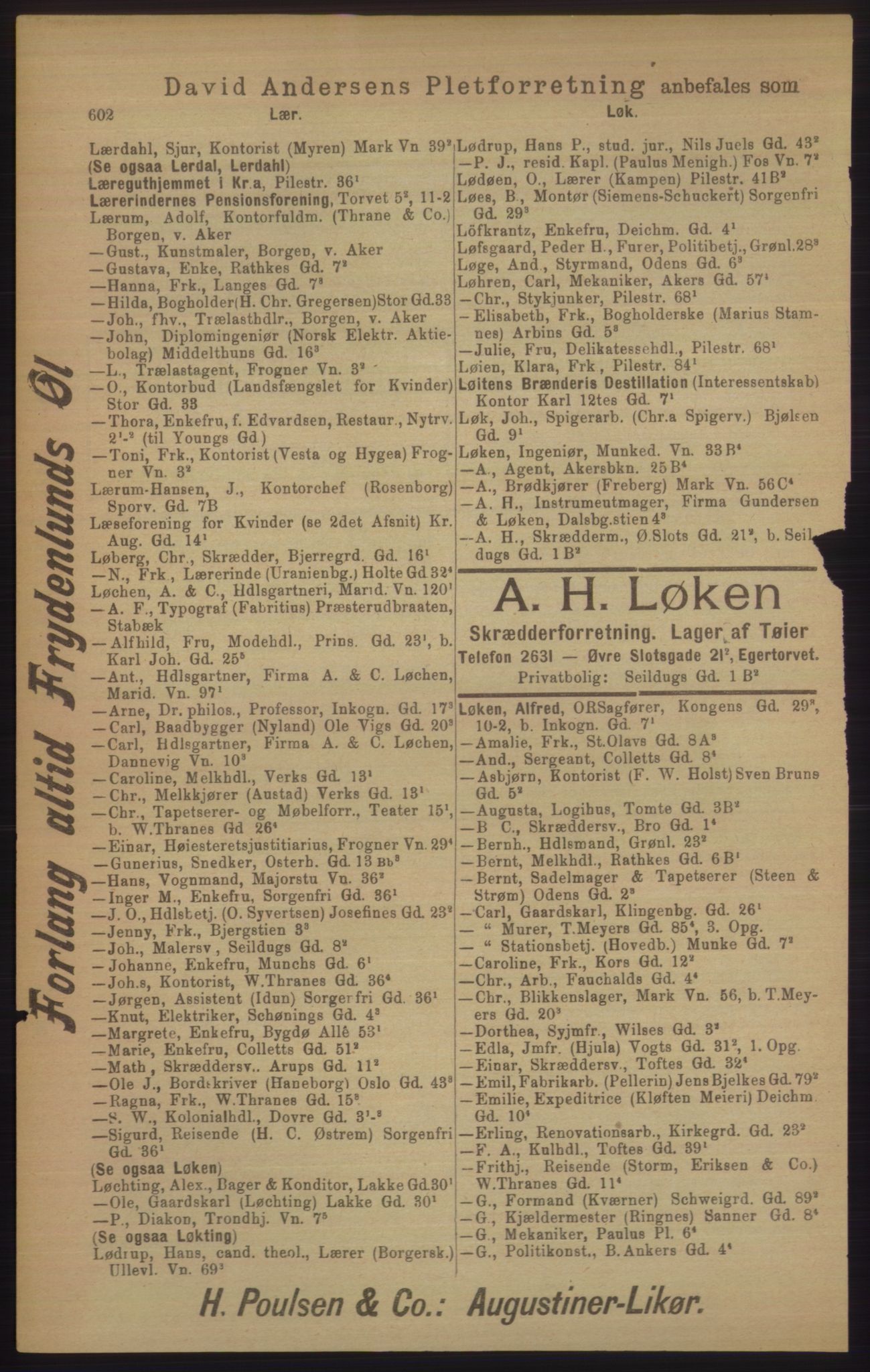 Kristiania/Oslo adressebok, PUBL/-, 1906, p. 602