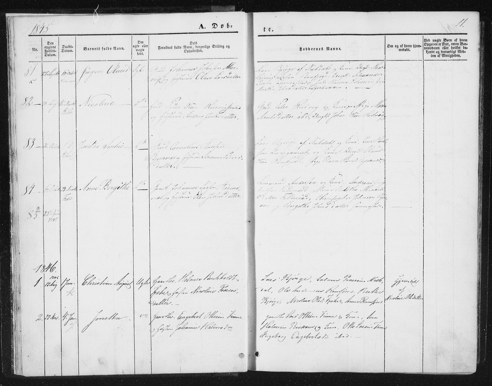 Ministerialprotokoller, klokkerbøker og fødselsregistre - Nord-Trøndelag, SAT/A-1458/780/L0640: Parish register (official) no. 780A05, 1845-1856, p. 11
