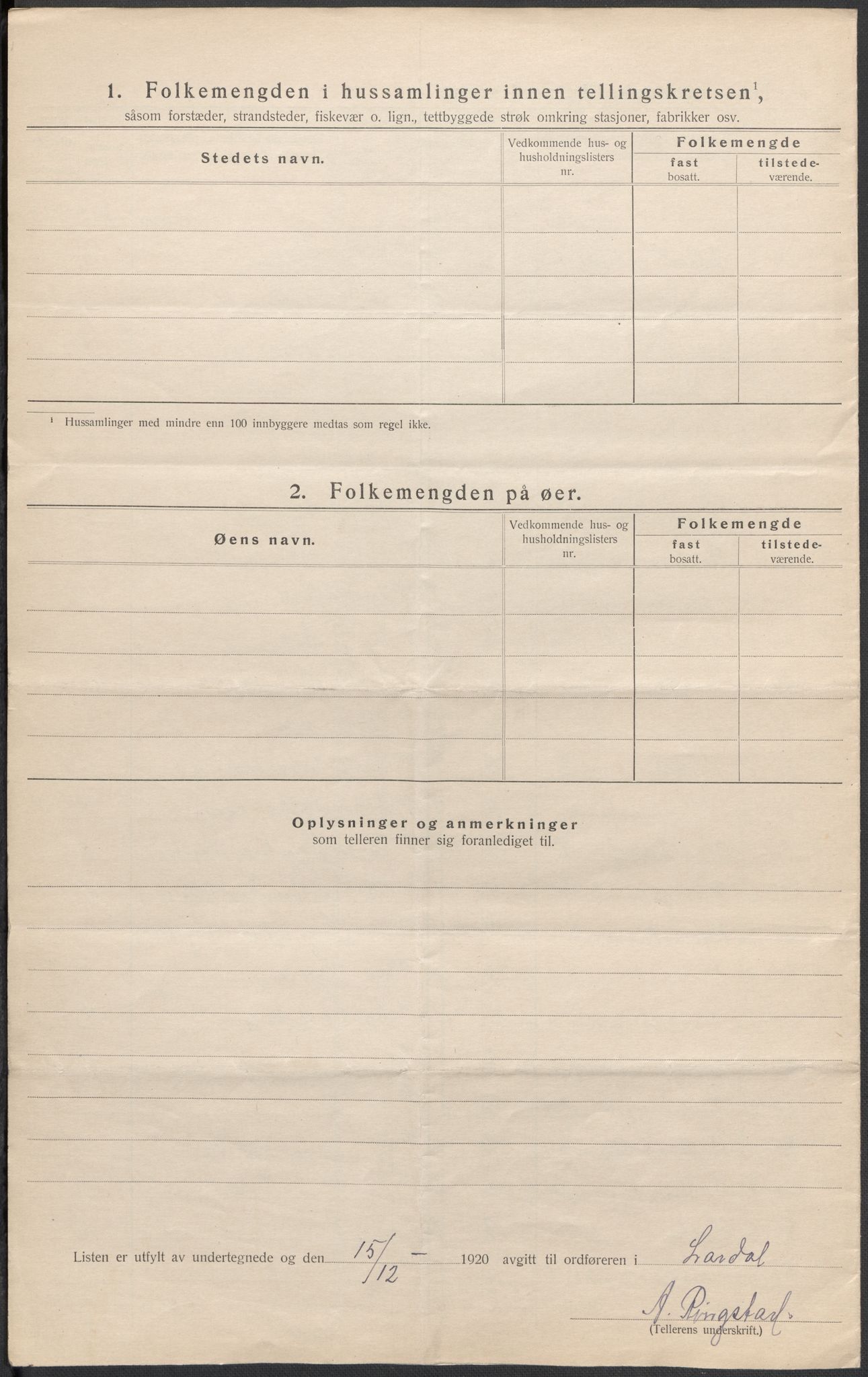 SAKO, 1920 census for Lardal, 1920, p. 19