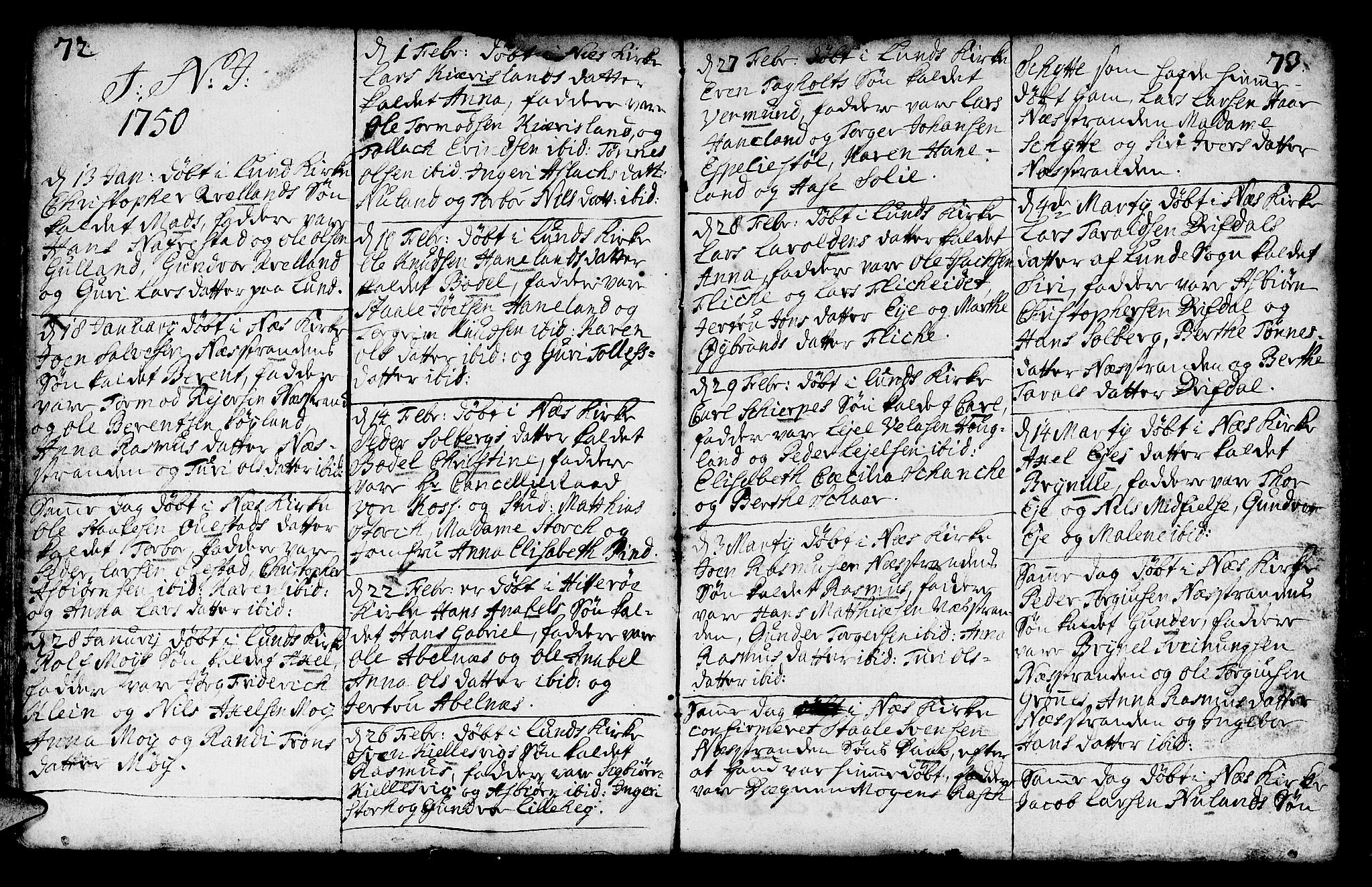 Lund sokneprestkontor, AV/SAST-A-101809/S06/L0002: Parish register (official) no. A 2, 1738-1760, p. 72-73