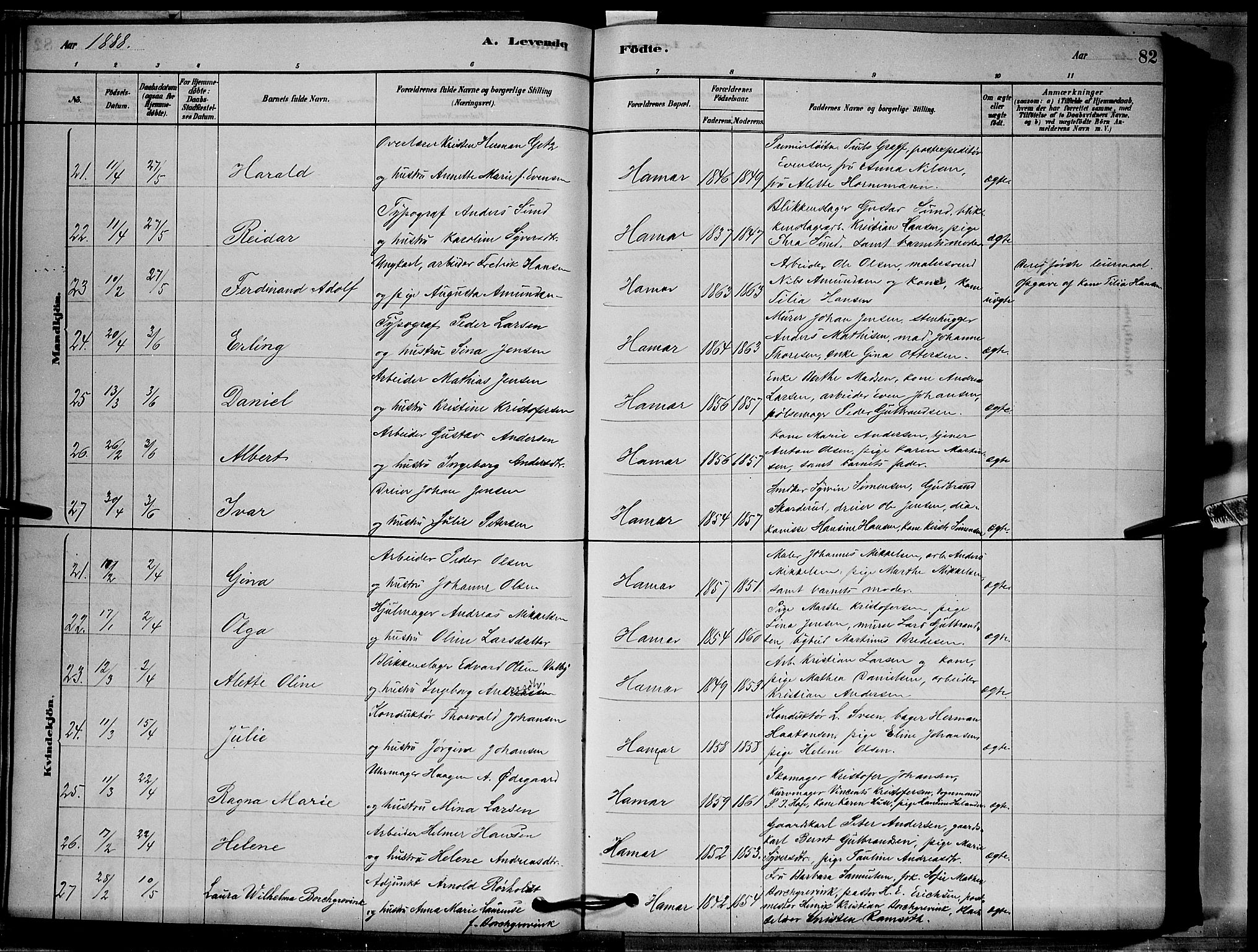 Vang prestekontor, Hedmark, AV/SAH-PREST-008/H/Ha/Hab/L0012: Parish register (copy) no. 12, 1878-1889, p. 82