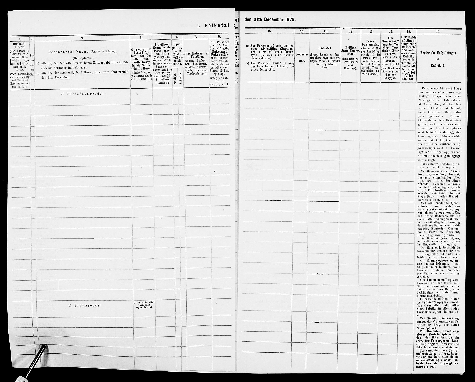 SAK, 1875 census for 0903P Arendal, 1875, p. 197