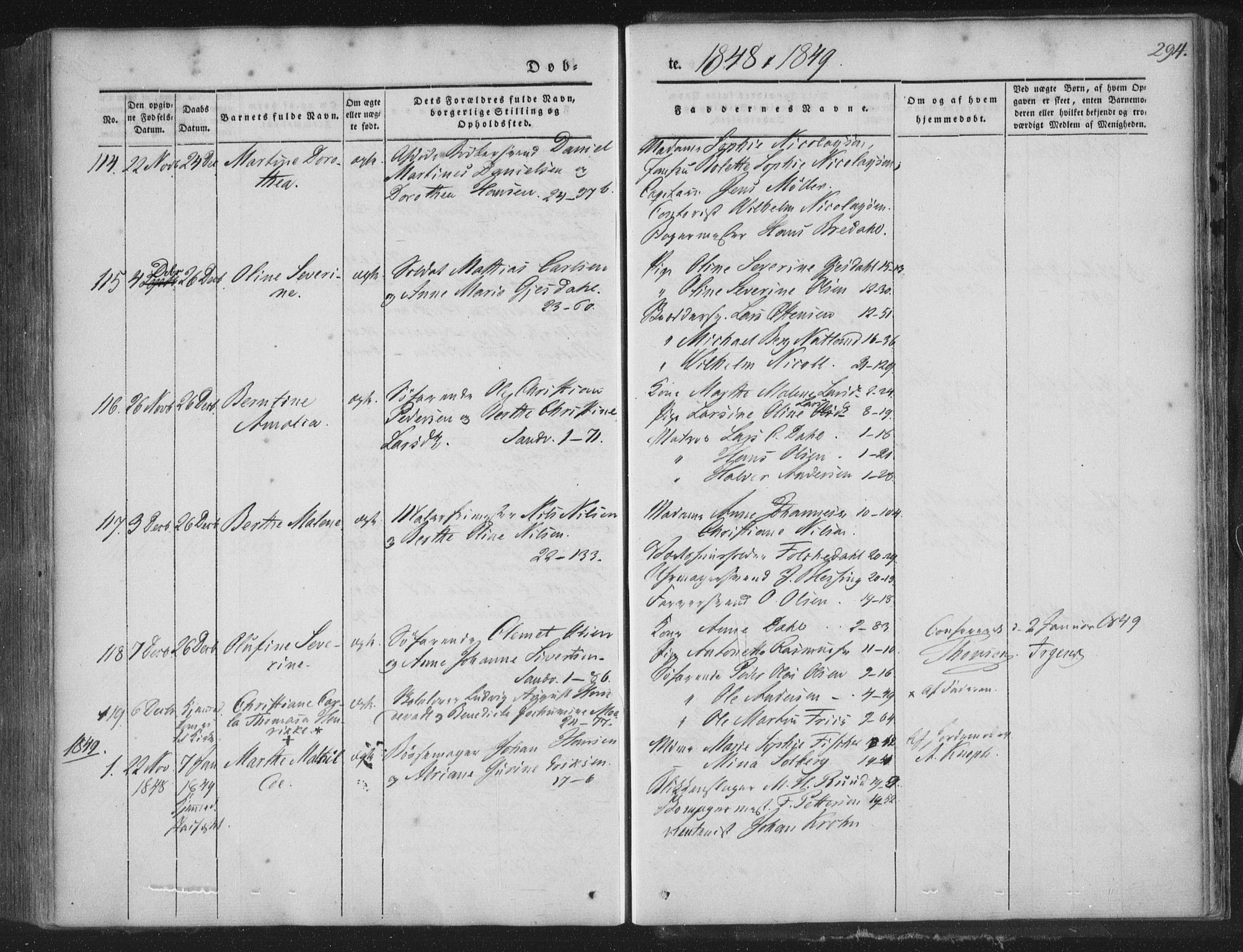 Korskirken sokneprestembete, SAB/A-76101/H/Haa/L0016: Parish register (official) no. B 2, 1841-1851, p. 294