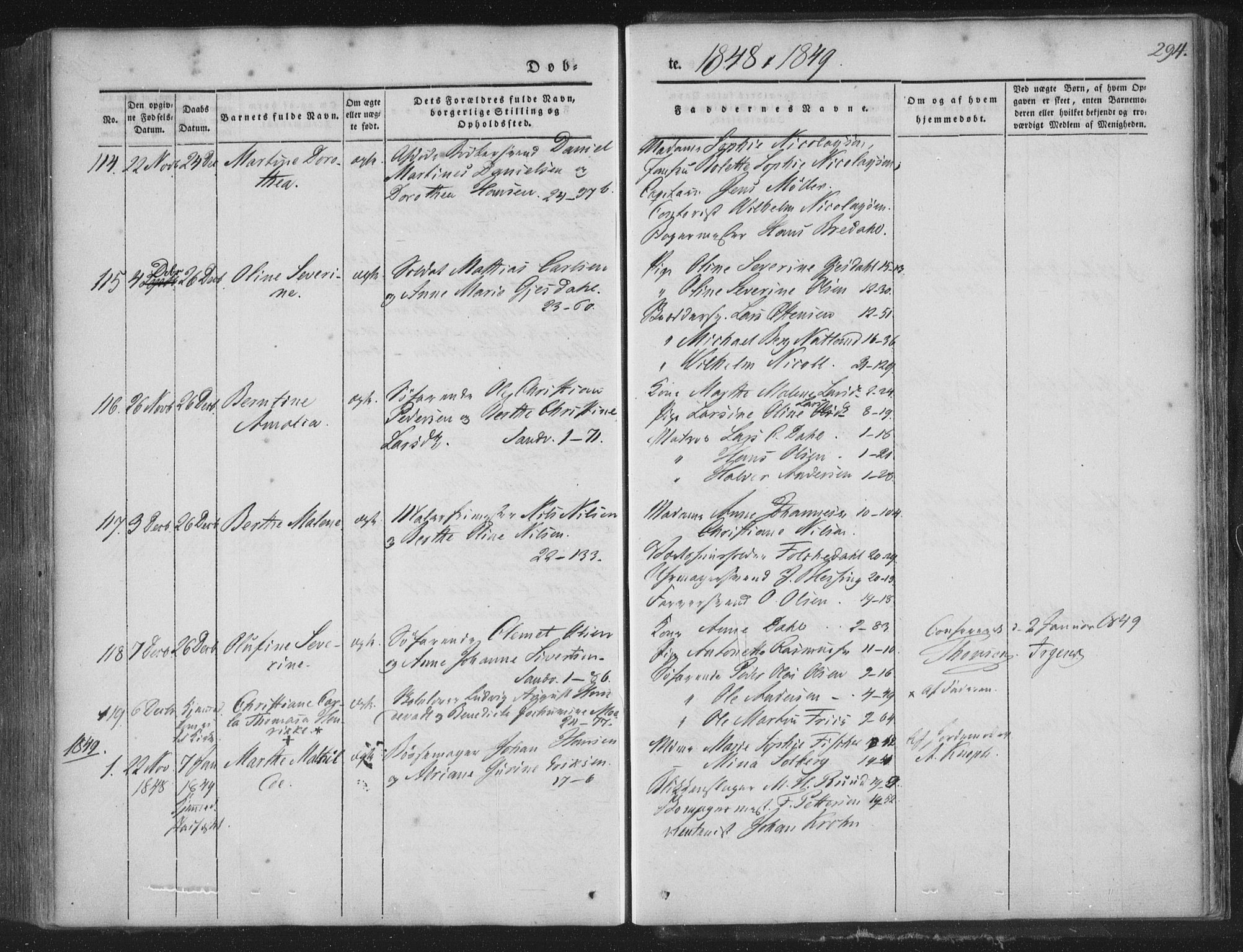 Korskirken sokneprestembete, AV/SAB-A-76101/H/Haa/L0016: Parish register (official) no. B 2, 1841-1851, p. 294