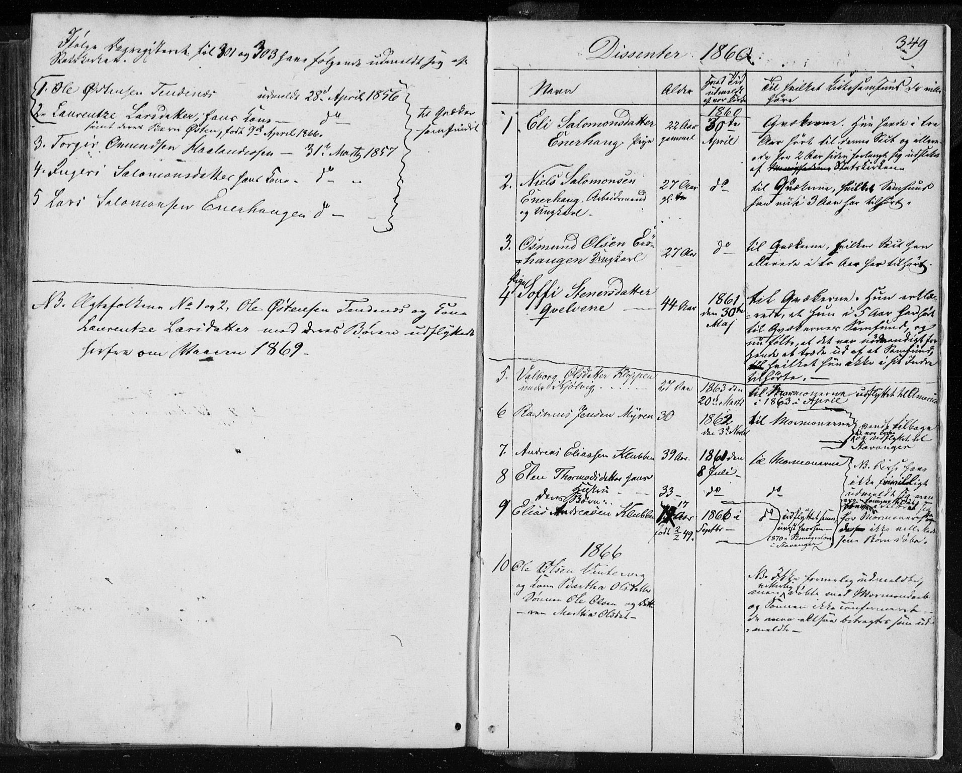 Jelsa sokneprestkontor, SAST/A-101842/01/IV: Parish register (official) no. A 7, 1854-1866, p. 349