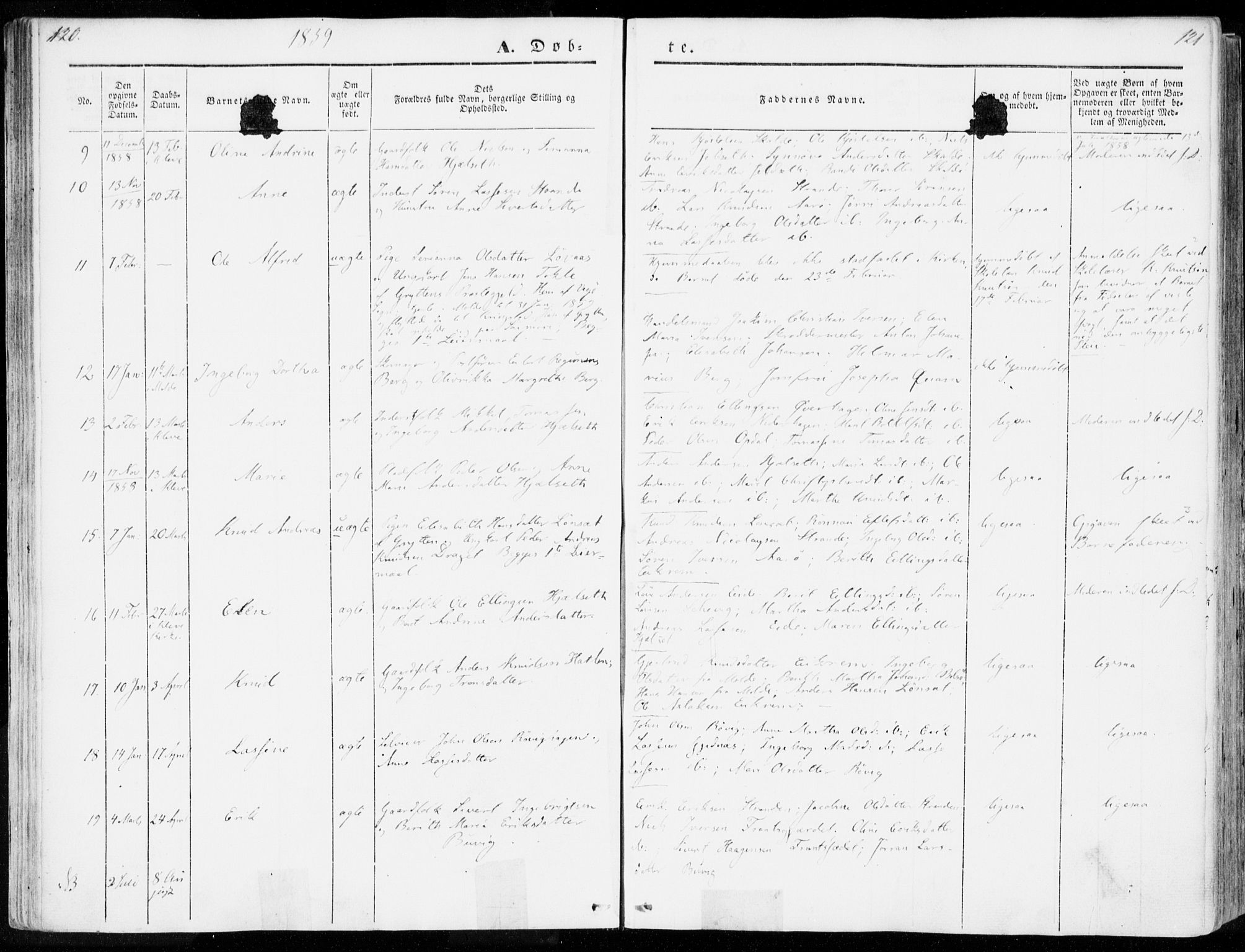 Ministerialprotokoller, klokkerbøker og fødselsregistre - Møre og Romsdal, AV/SAT-A-1454/555/L0653: Parish register (official) no. 555A04, 1843-1869, p. 120-121