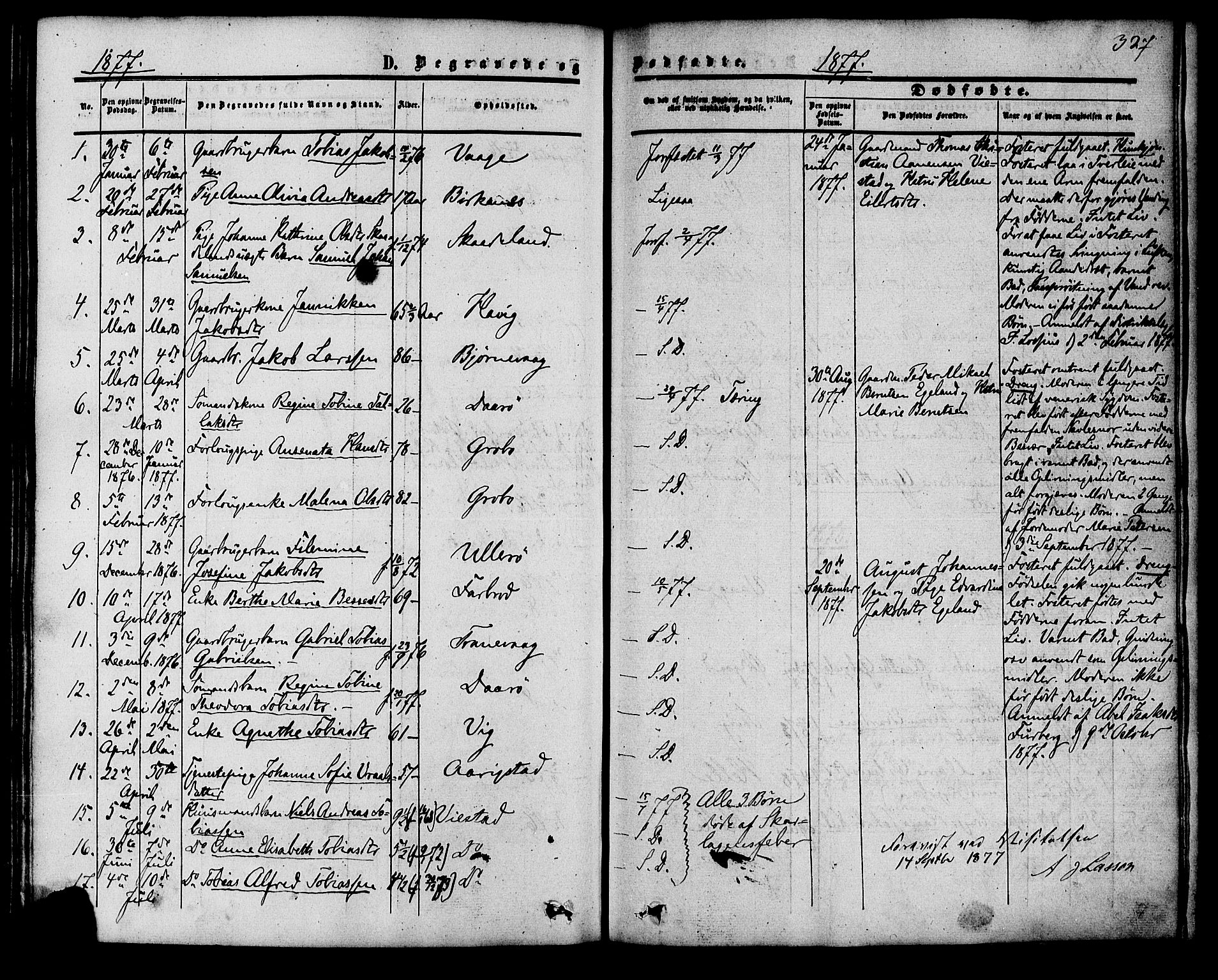 Herad sokneprestkontor, SAK/1111-0018/F/Fa/Fab/L0004: Parish register (official) no. A 4, 1853-1885, p. 327