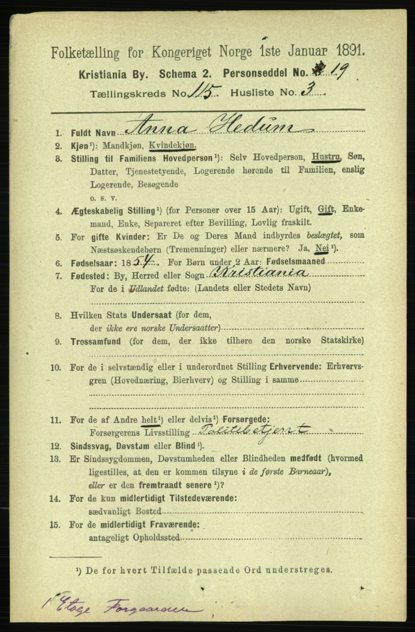 RA, 1891 census for 0301 Kristiania, 1891, p. 61719