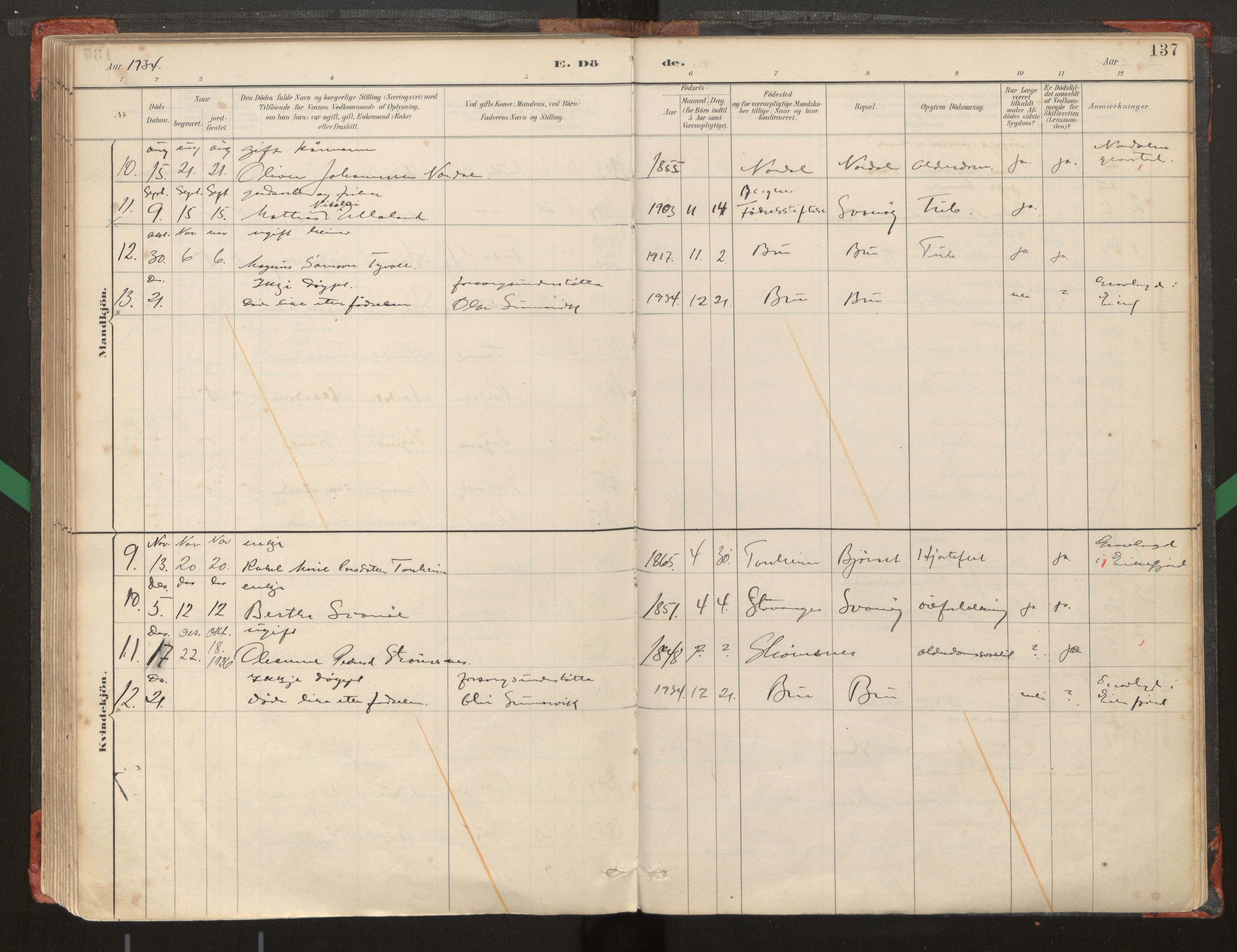 Kinn sokneprestembete, AV/SAB-A-80801/H/Haa/Haad/L0006: Parish register (official) no. D 6, 1886-1945, p. 137