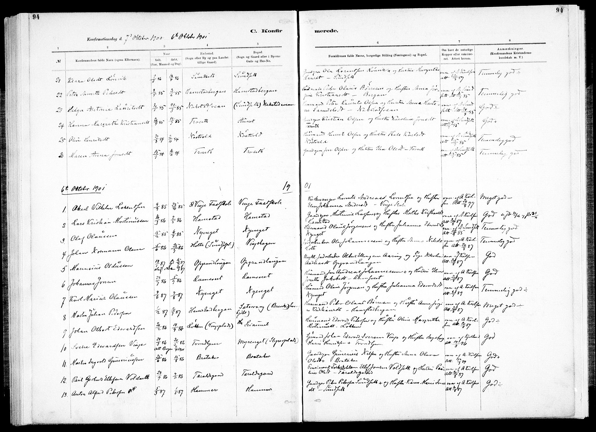 Ministerialprotokoller, klokkerbøker og fødselsregistre - Nord-Trøndelag, AV/SAT-A-1458/733/L0325: Parish register (official) no. 733A04, 1884-1908, p. 94