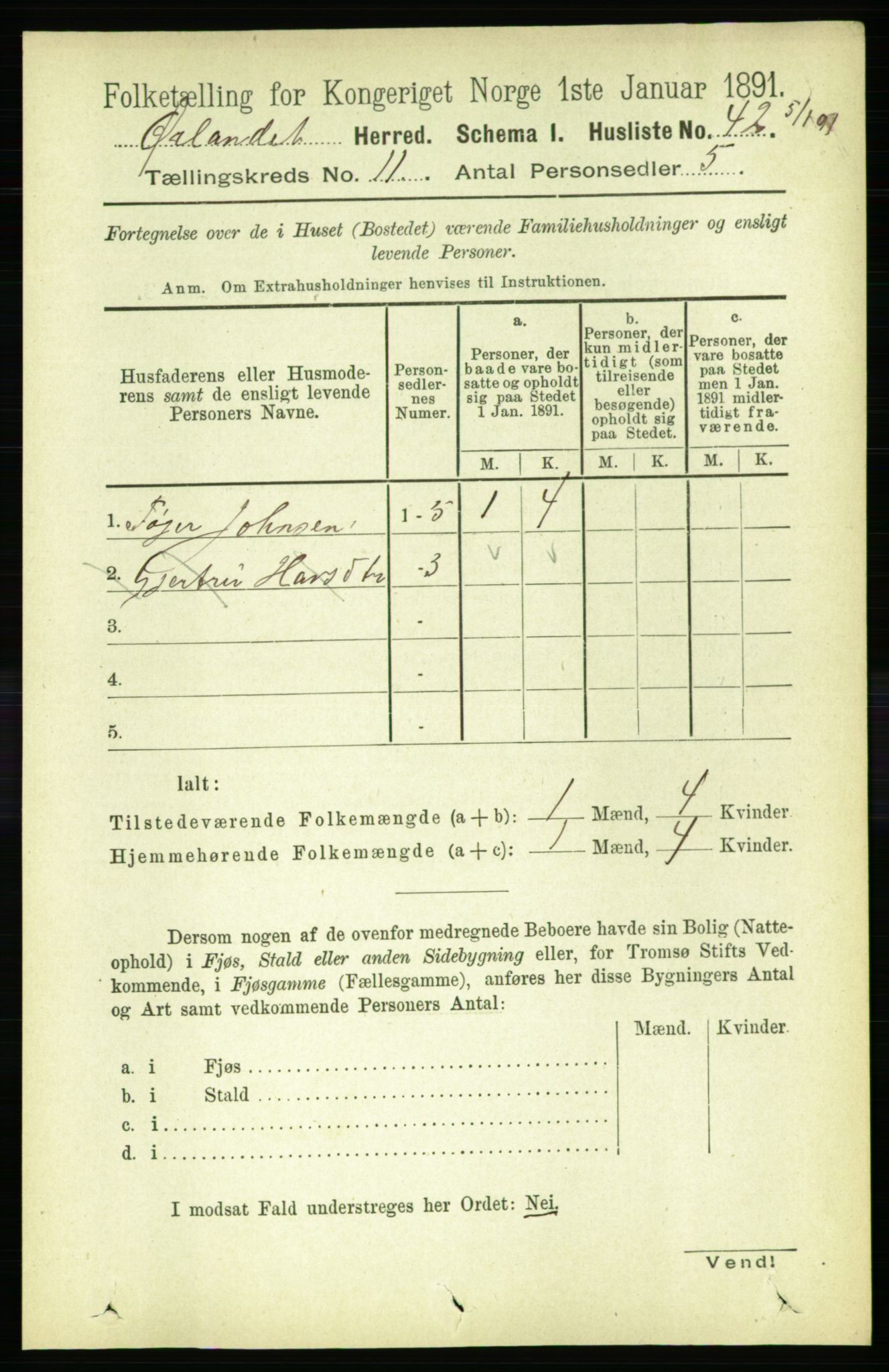 RA, 1891 census for 1621 Ørland, 1891, p. 4895