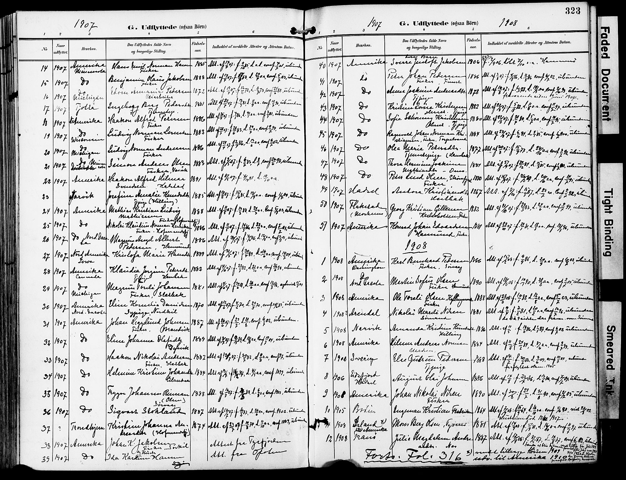 Ministerialprotokoller, klokkerbøker og fødselsregistre - Nordland, SAT/A-1459/859/L0848: Parish register (official) no. 859A08, 1900-1912, p. 323