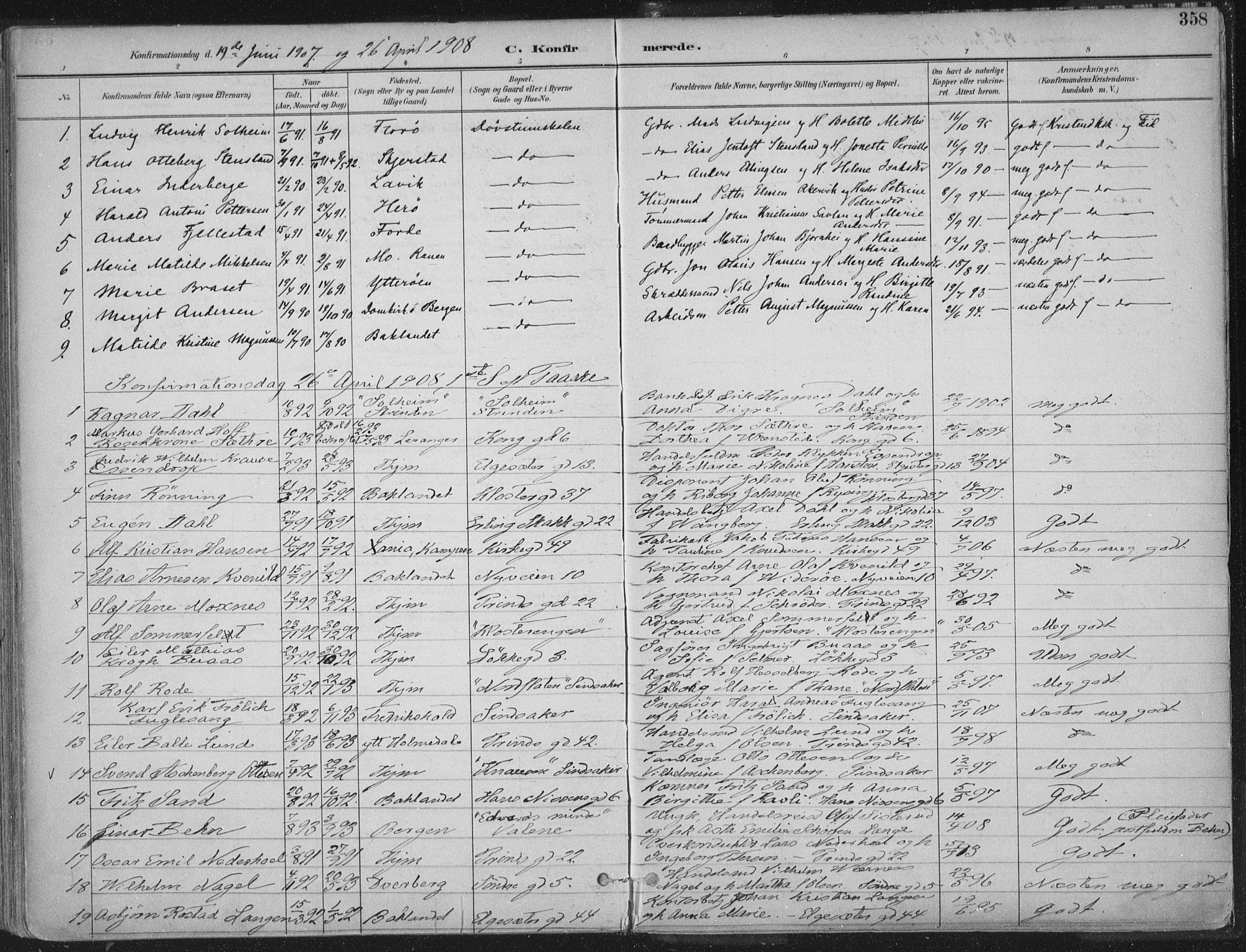 Ministerialprotokoller, klokkerbøker og fødselsregistre - Sør-Trøndelag, SAT/A-1456/601/L0062: Parish register (official) no. 601A30, 1891-1911, p. 358