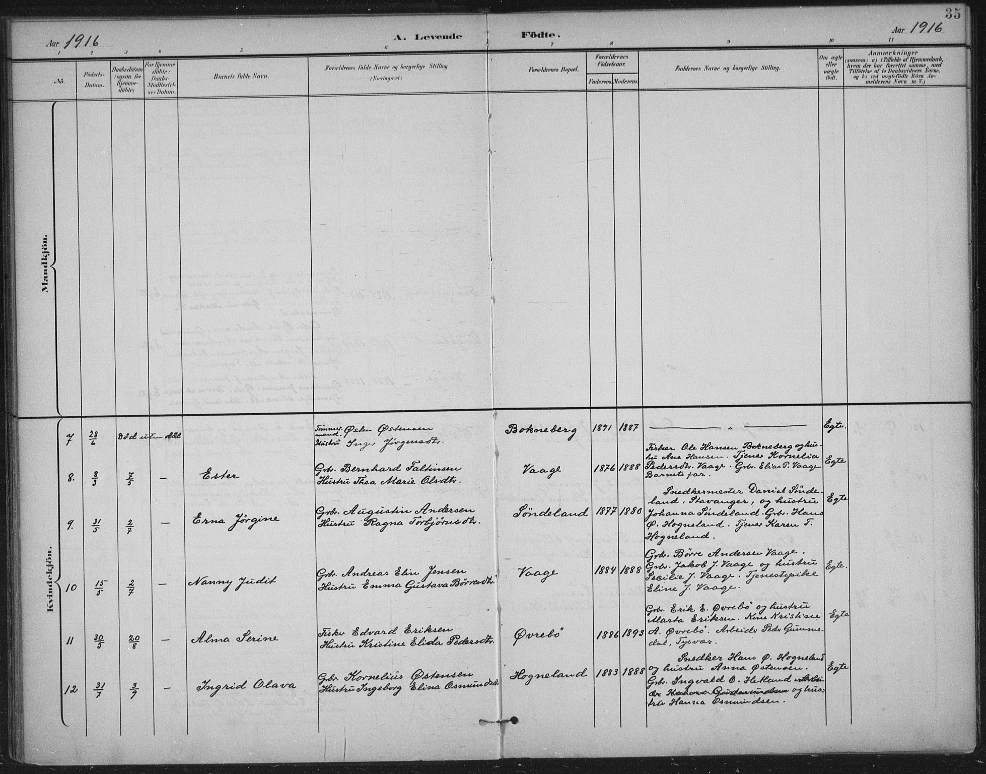 Tysvær sokneprestkontor, AV/SAST-A -101864/H/Ha/Haa/L0009: Parish register (official) no. A 9, 1898-1925, p. 35